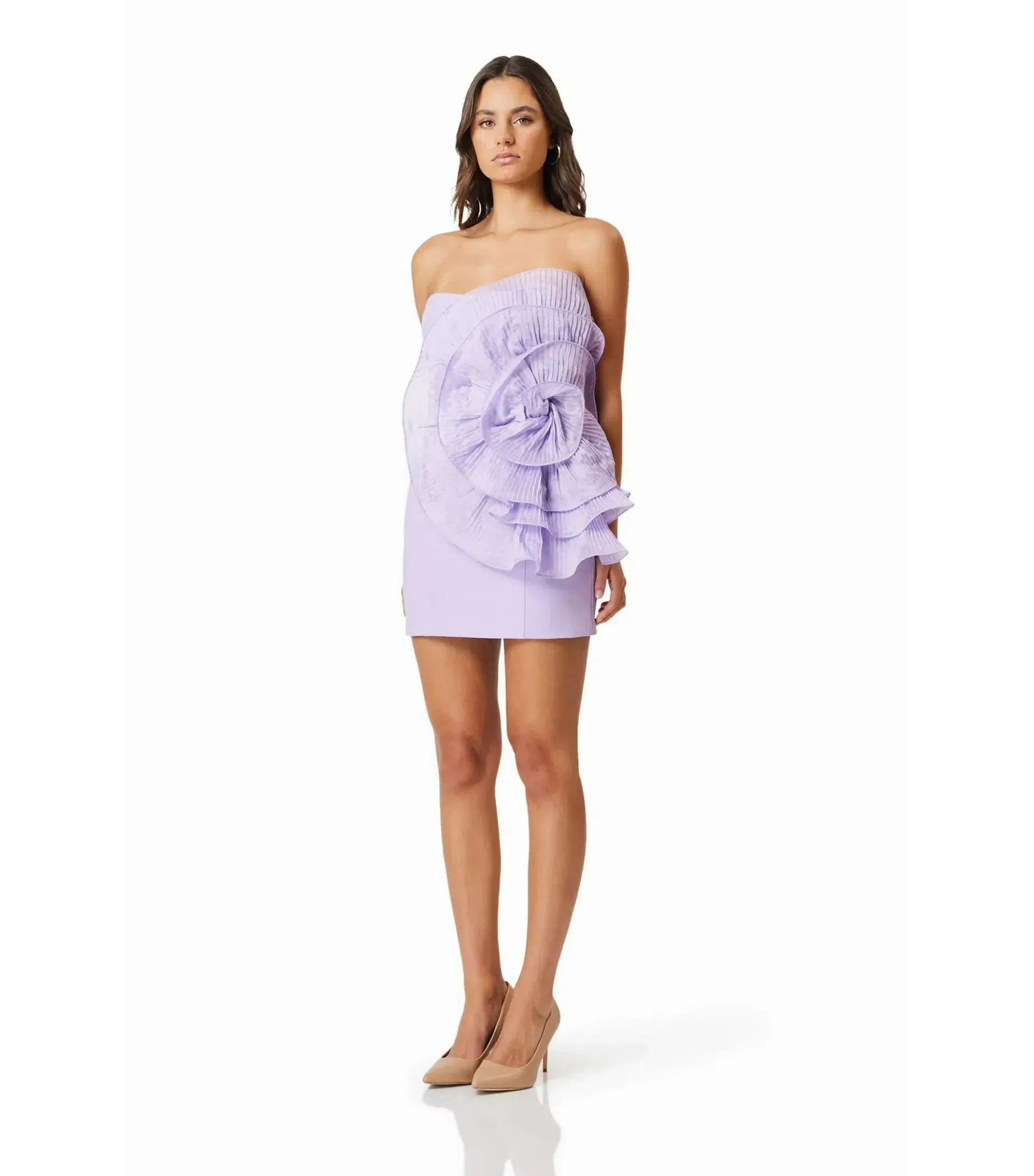 OMR x ELLIATT Peacock Floral Mini Dress in Purple Size AU 10 - Image 2