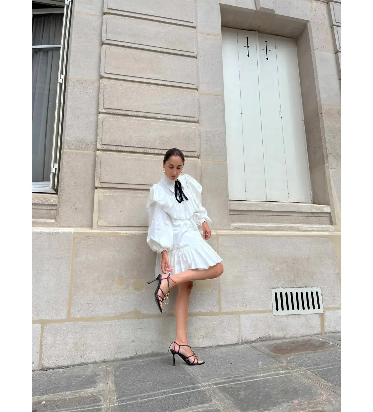 AJE Marie Frill Bib Mini Dress in White Size 8 - Image 2