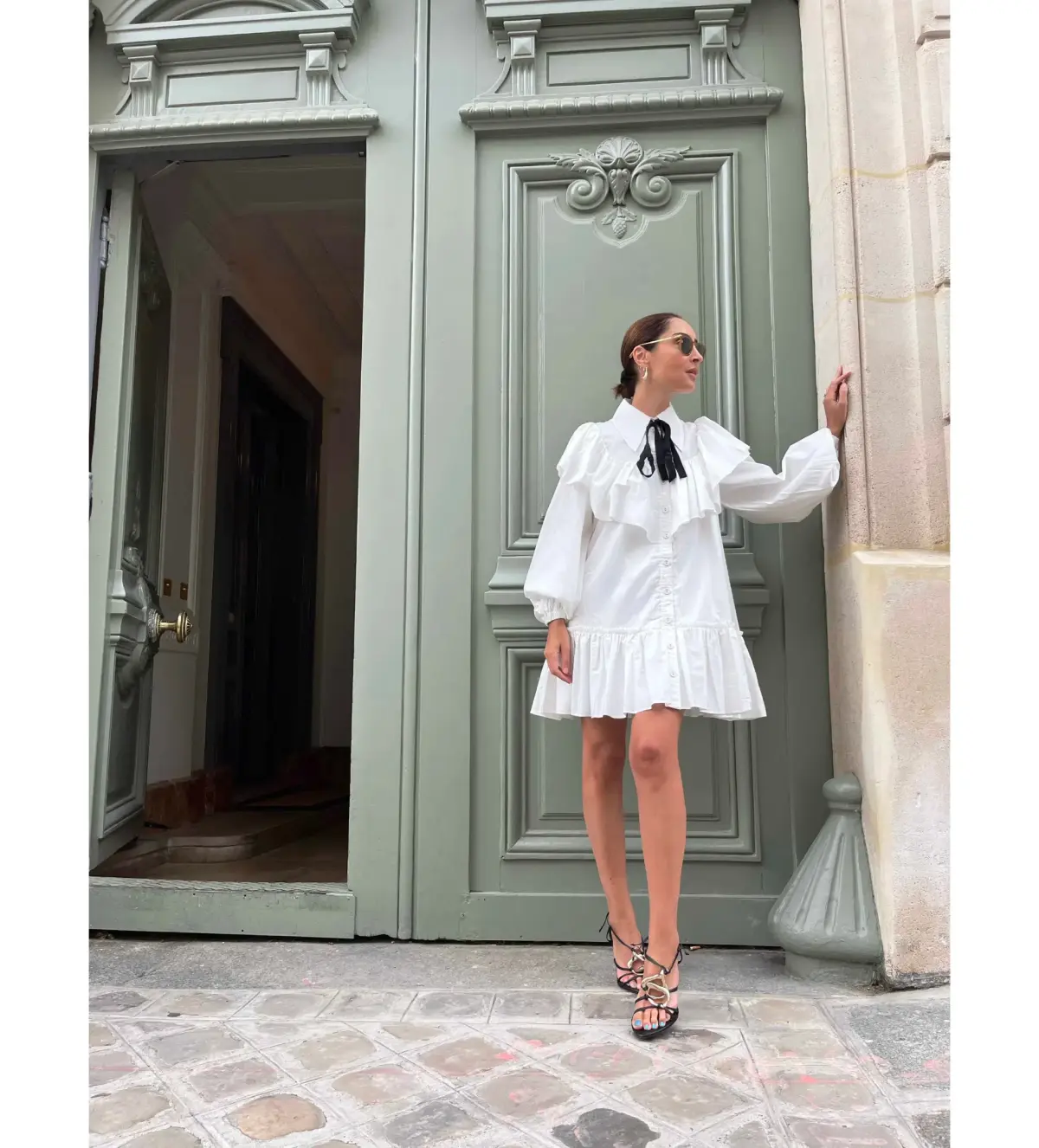 AJE Marie Frill Bib Mini Dress in White Size 8 - Image 1