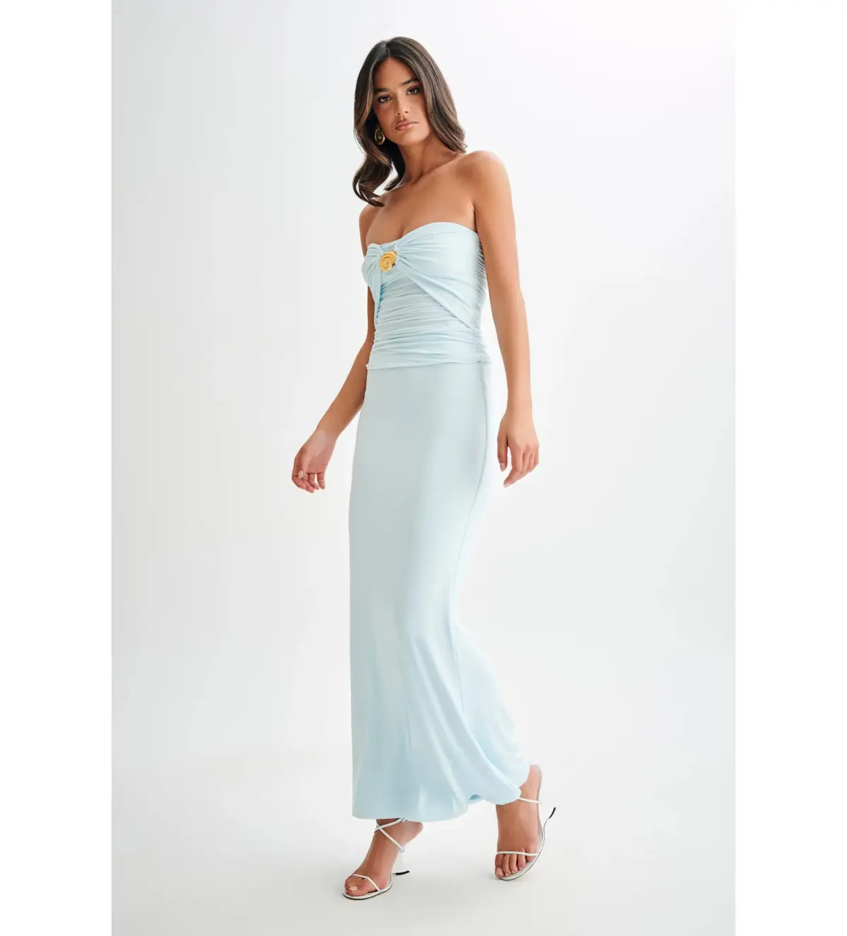 Meshki Winslet Top And Bruna Slinky Fishtail Maxi Skirt in  Sky Blue Set Size AU 10 - Image 3