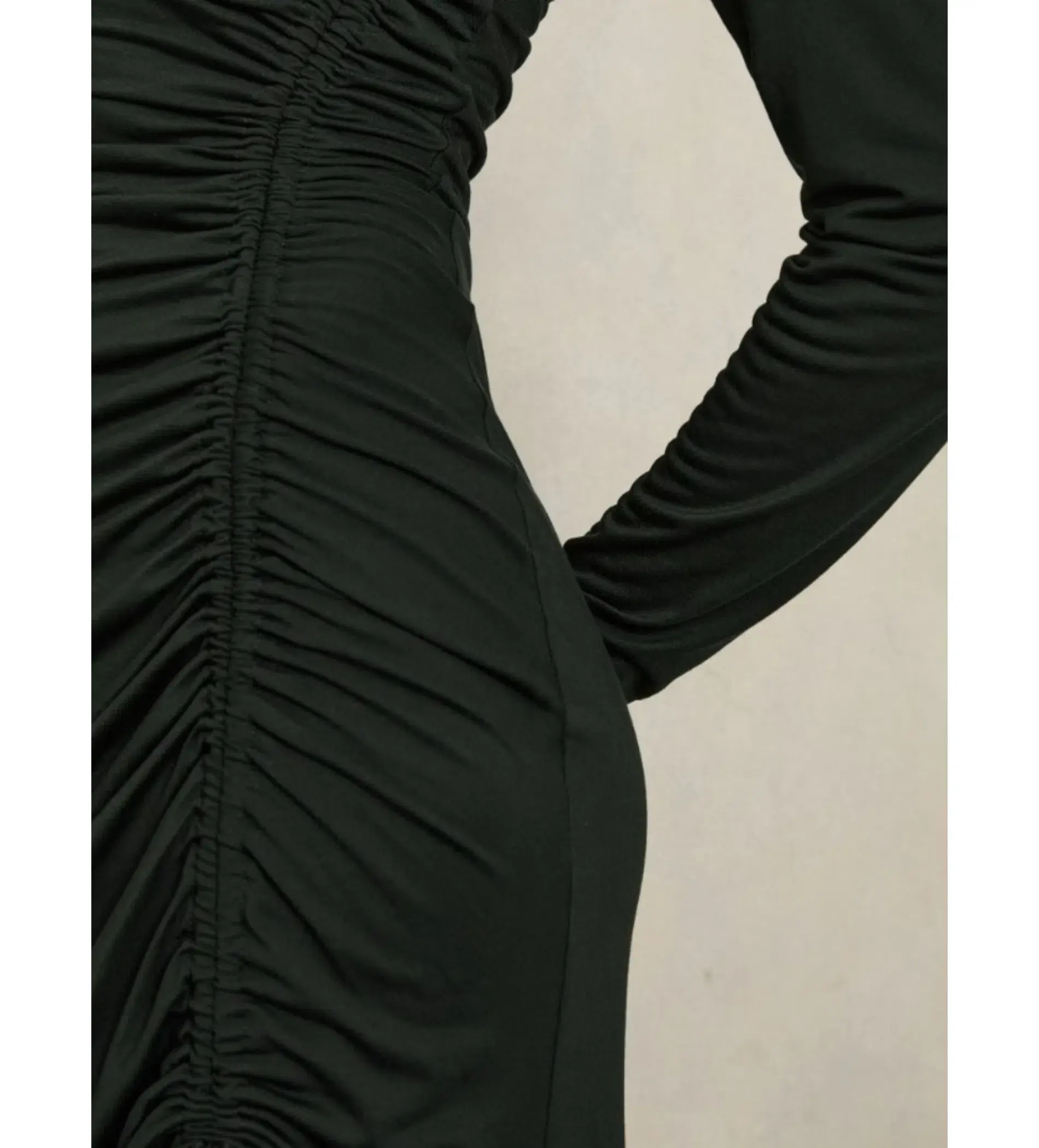 Reiss Rosie Jersey Ruched Midi Dress Dark Green Size 14/XL - Image 6