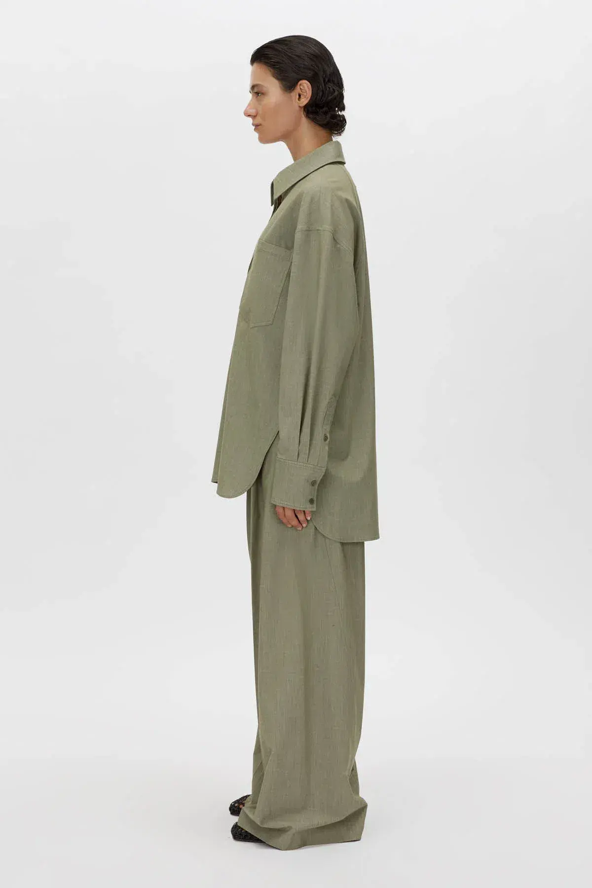 Camilla and Marc Ramon Shirt Size 8 and Pant Size 12 Set Light Khaki Marle - Image 2