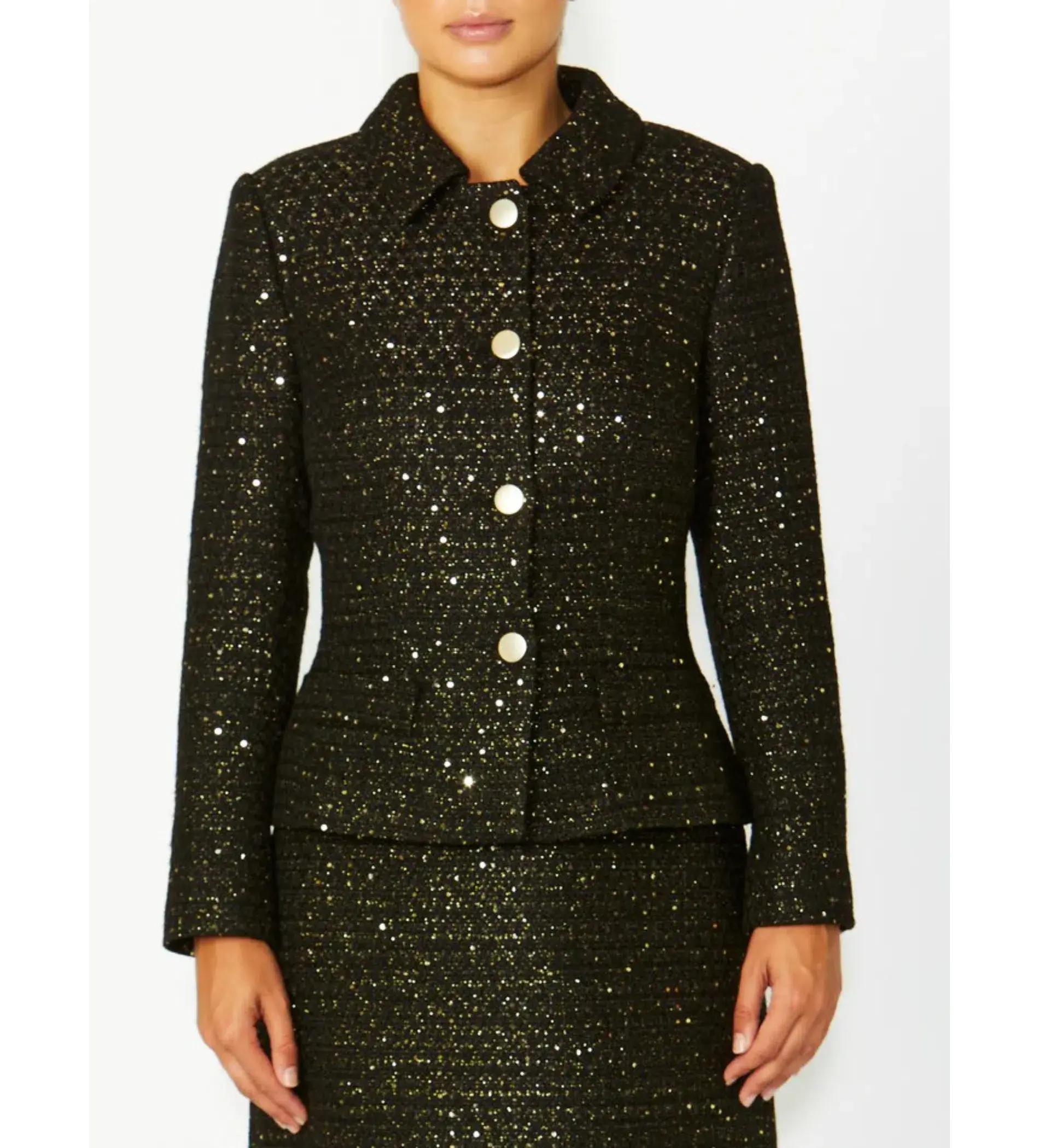 Anthea Crawford Cara Tweed Jacket Black One Size - Image 4