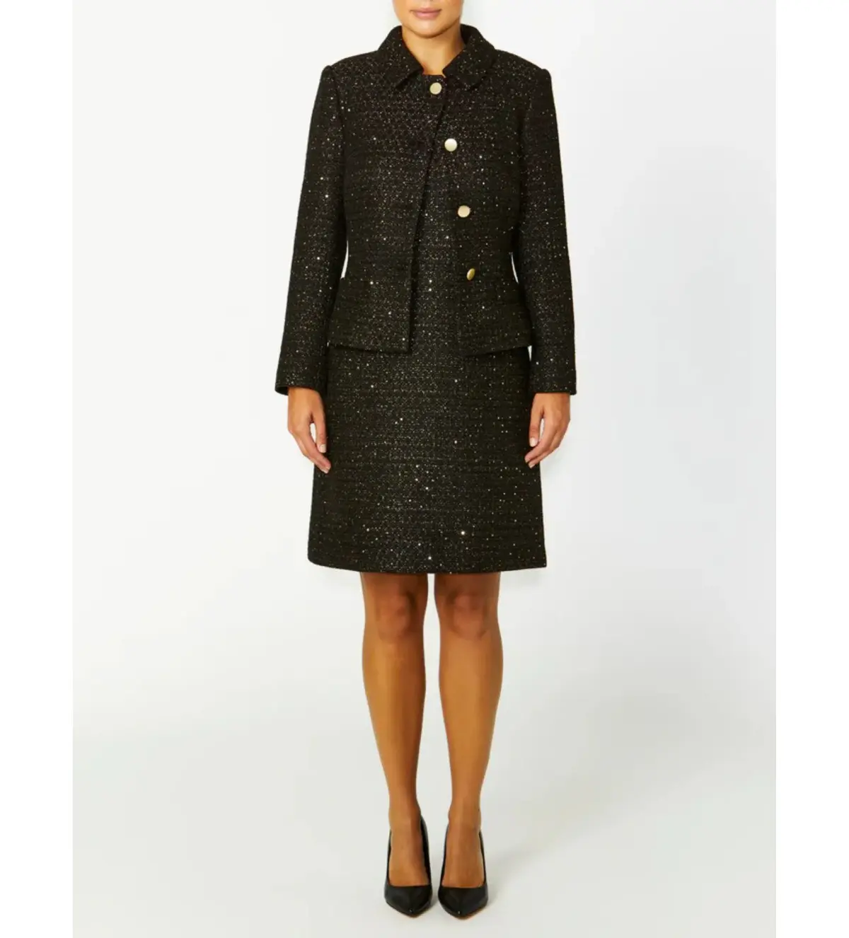 Anthea Crawford Cara Tweed Jacket Black One Size - Image 1