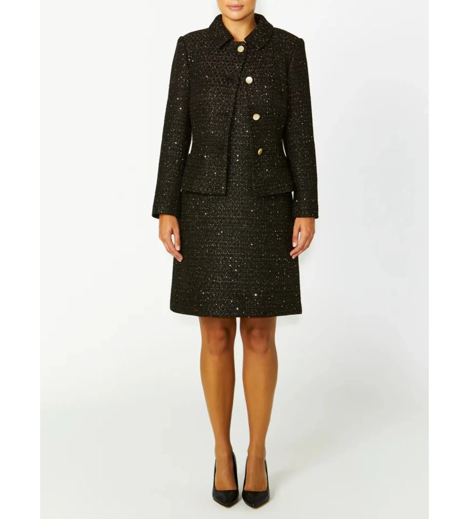 Anthea Crawford Cara Tweed Jacket Black One Size - Image 1