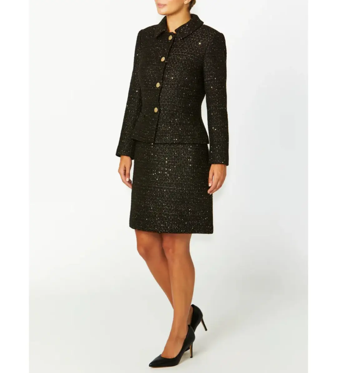 Anthea Crawford Cara Tweed Jacket Black One Size for rent on The Volte - main image