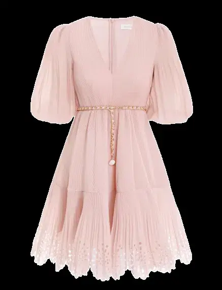 Zimmermann Pleated Mini Dress In Ballet  Size 3 AU 14 - Image 4