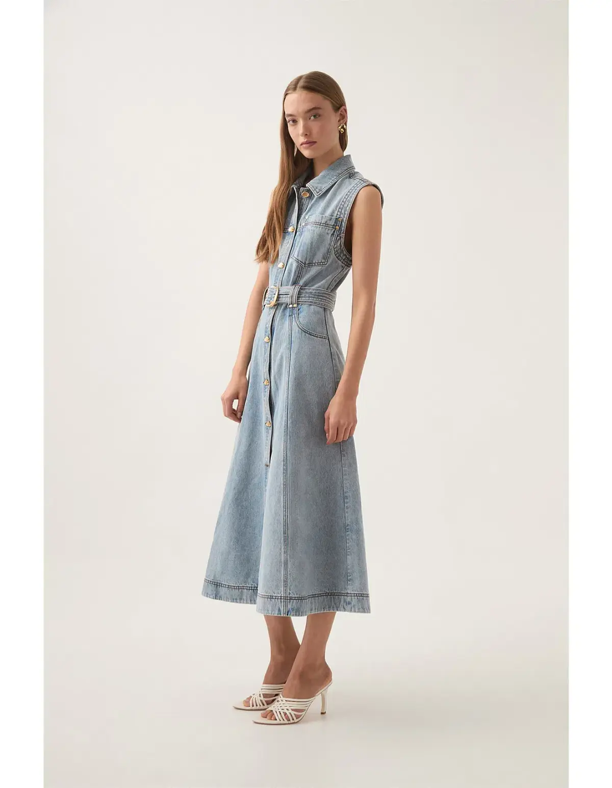 Aje Ray Denim Midi Dress Size 8/S - Image 3
