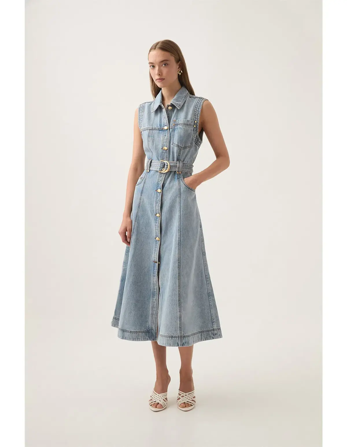 Aje Ray Denim Midi Dress Size 8/S - Image 1