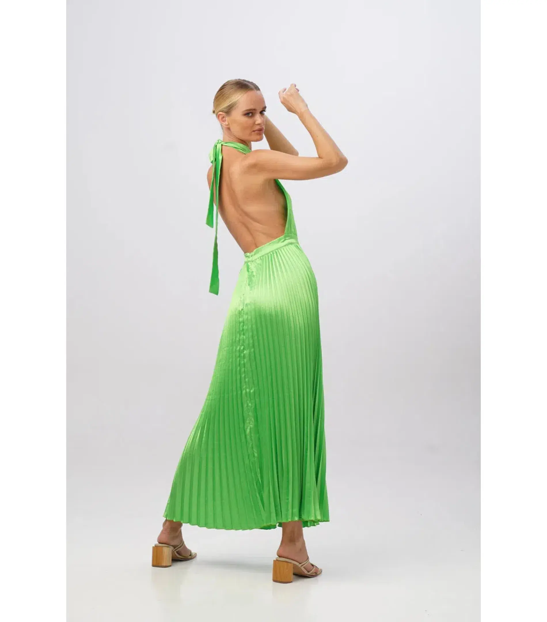 L'Idee Renaissance Split Maxi Gown Neon Lime Green Size AU 6 - Image 2