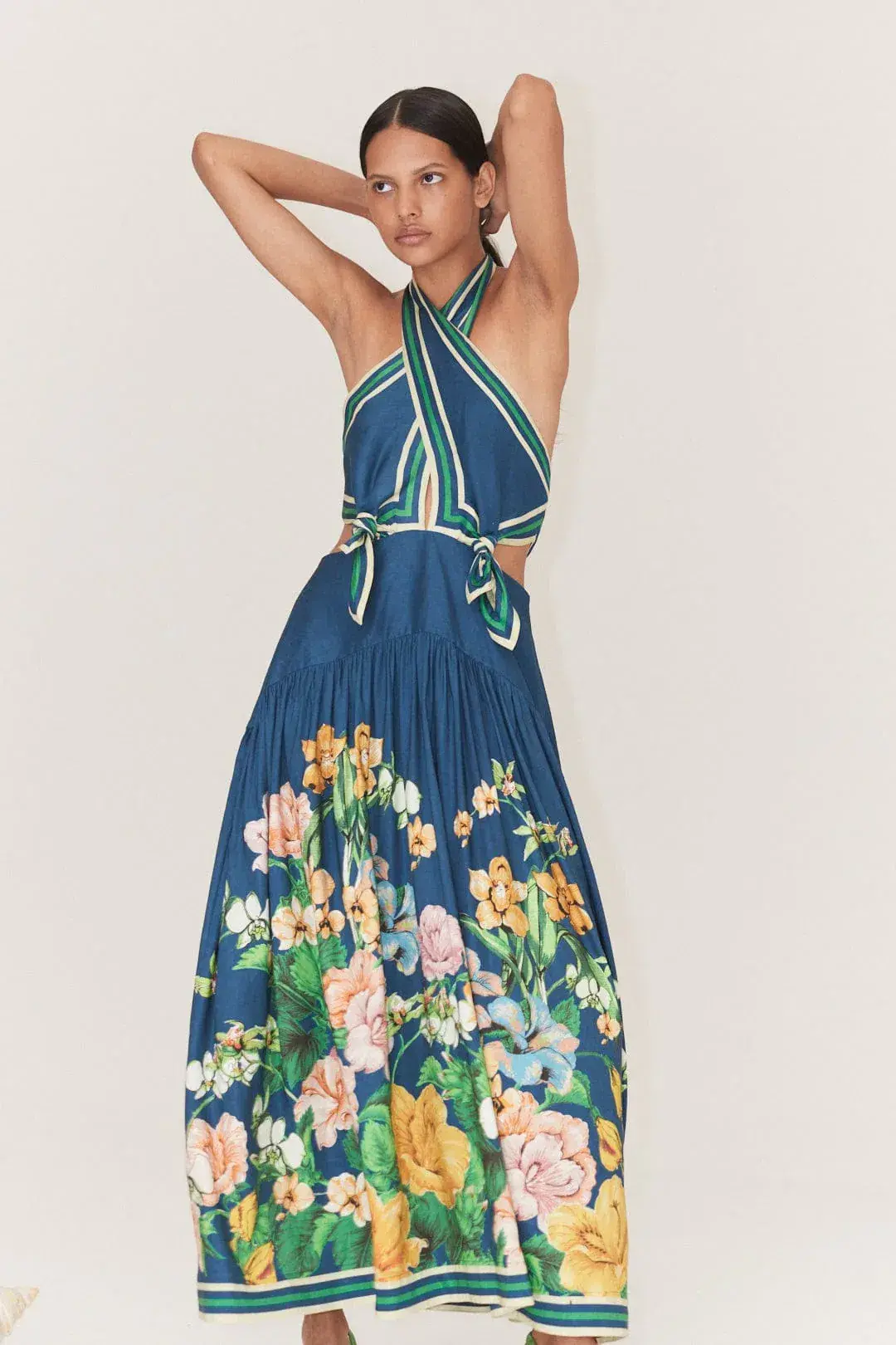 Alemais Lyla Halter Midi Dress Blue Size AU 6 - Image 2