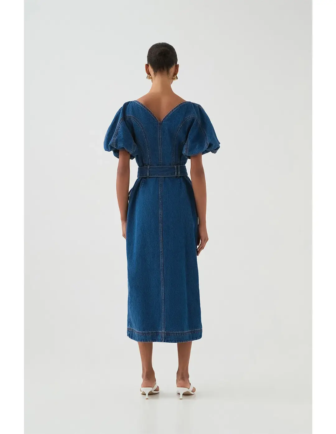 Aje Harper Denim Midi Dress in Classic Wash Size 6/XS for rent on The Volte - main image