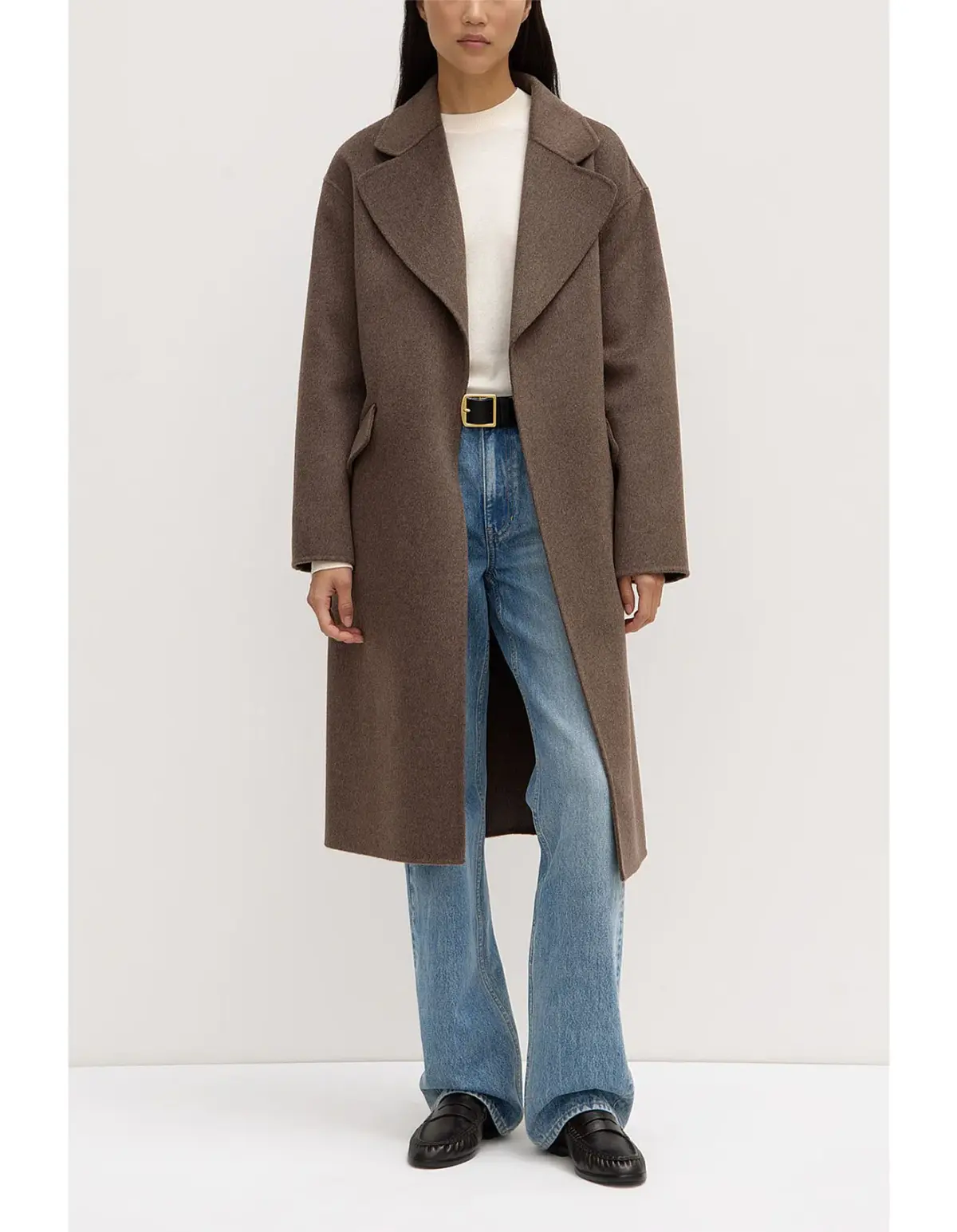 Assembly Label Sadie Single Breasted Wool Coat in Cocoa Marle Size - Image 2