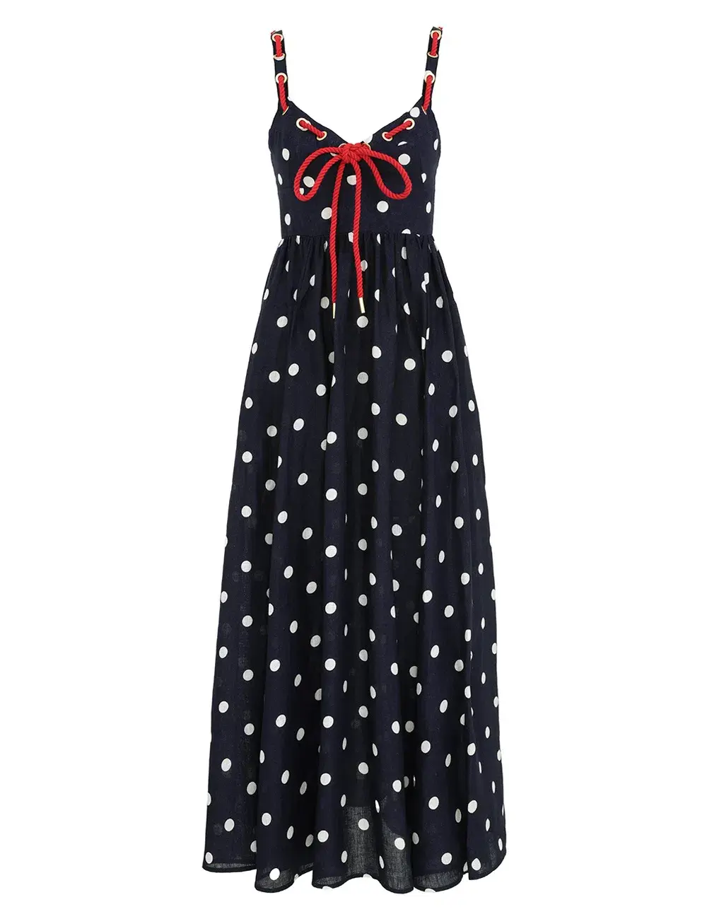 Zimmermann Scarborough Eyelet Maxi Dress in Blue Ivory Polka Dot Size 1 AU 10   for rent on The Volte - main image
