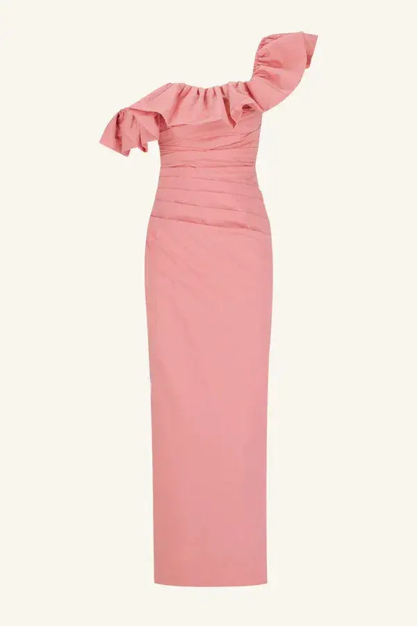 Shona Joy Campbell Ruffle Draped Maxi Dress Bubblegum Size 12 - Image 4