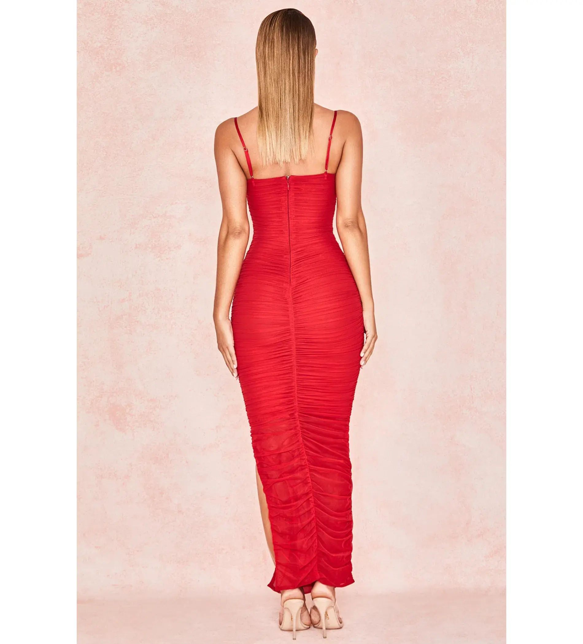 House Of CB Fornarina Organza Mesh Maxi Dress in Red Size AU12 - Image 3