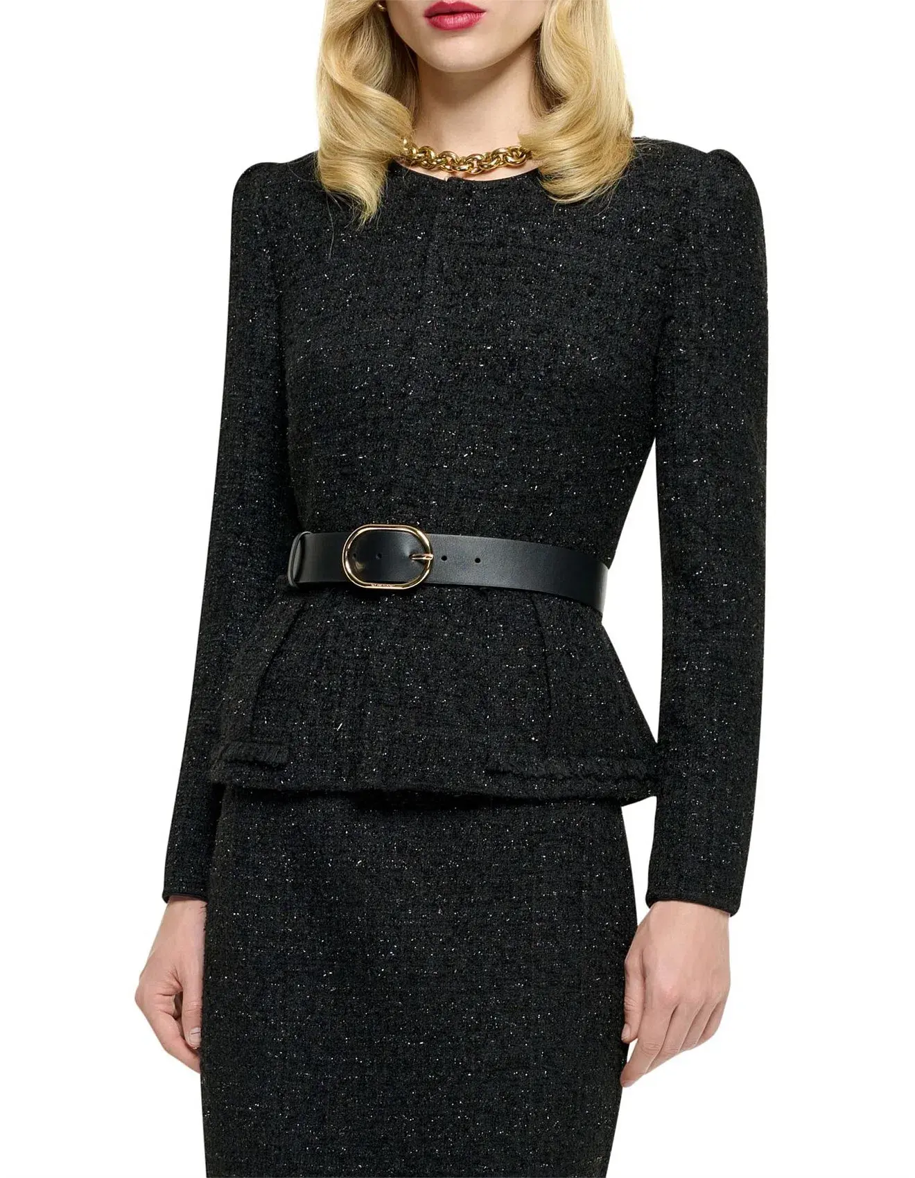 Roland Mouret Long Sleeve Round Neck Boucle Jacket in Black Size - Image 2