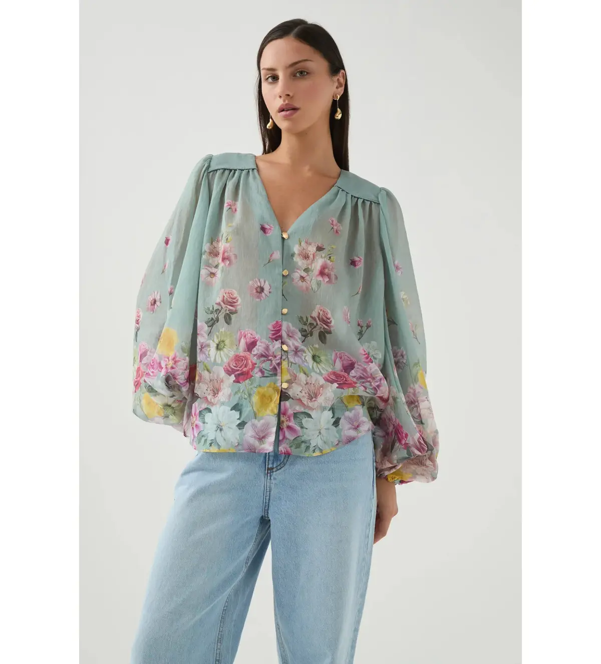 Aje Dreamscape Blouse Mist Collage Floral - Image 2