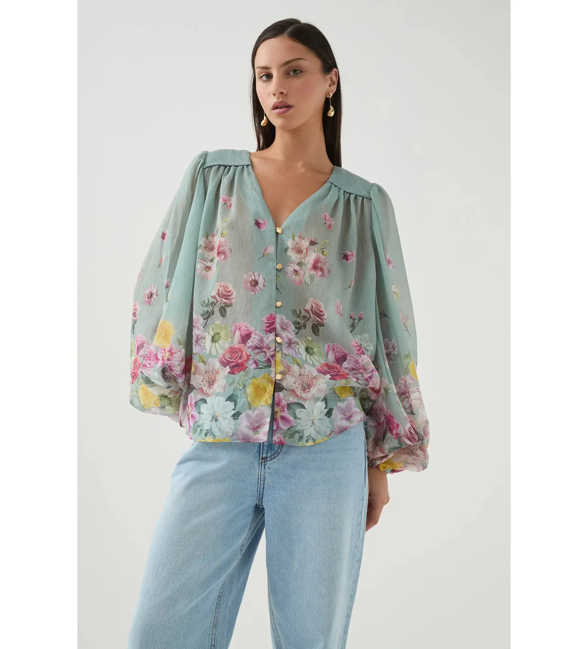 Aje Dreamscape Blouse Mist Collage Floral - Image 2