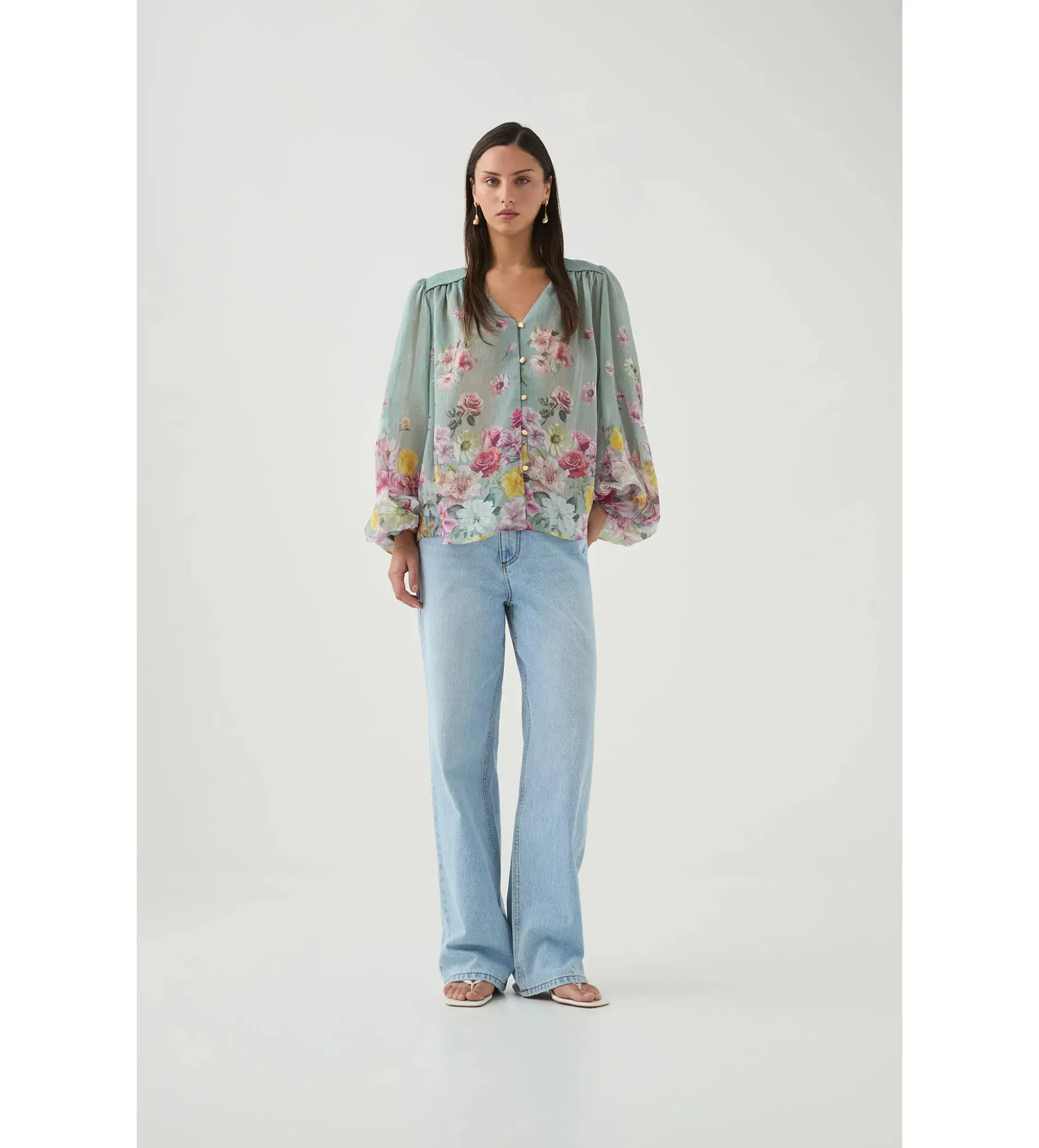 Aje Dreamscape Blouse Mist Collage Floral - Image 1