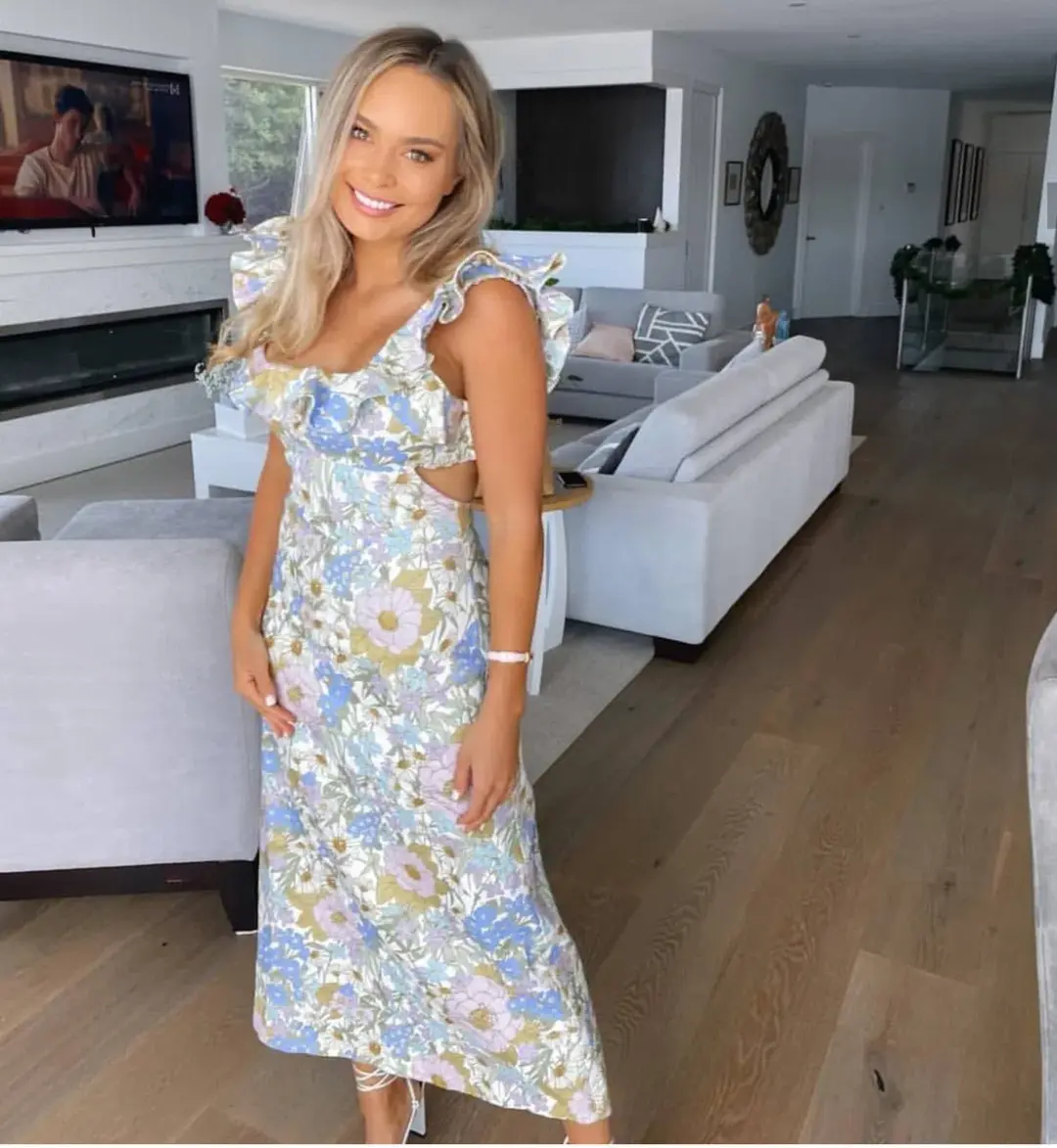 Super Eight frilled midi dress for rent on The Volte - main image