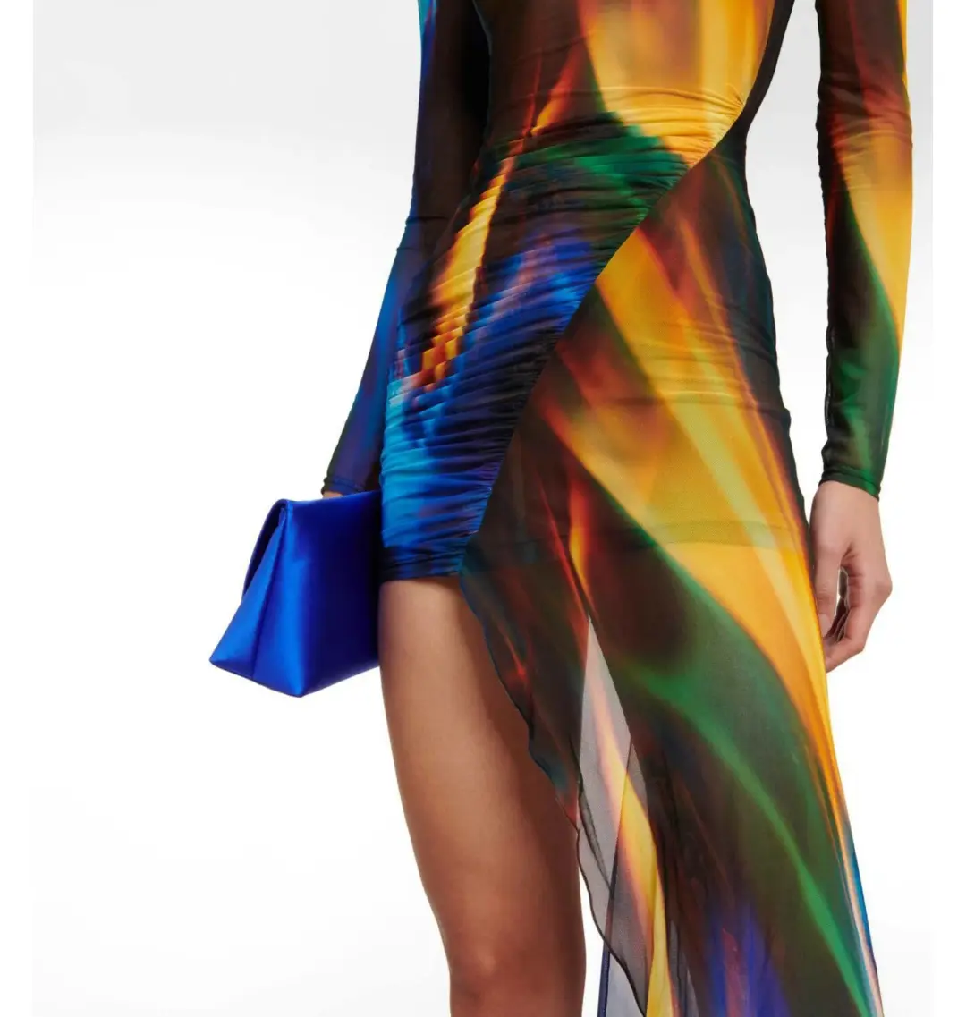 David Koma Draped Sheer Mesh Mini Dress Print Size 6 for rent on The Volte - main image