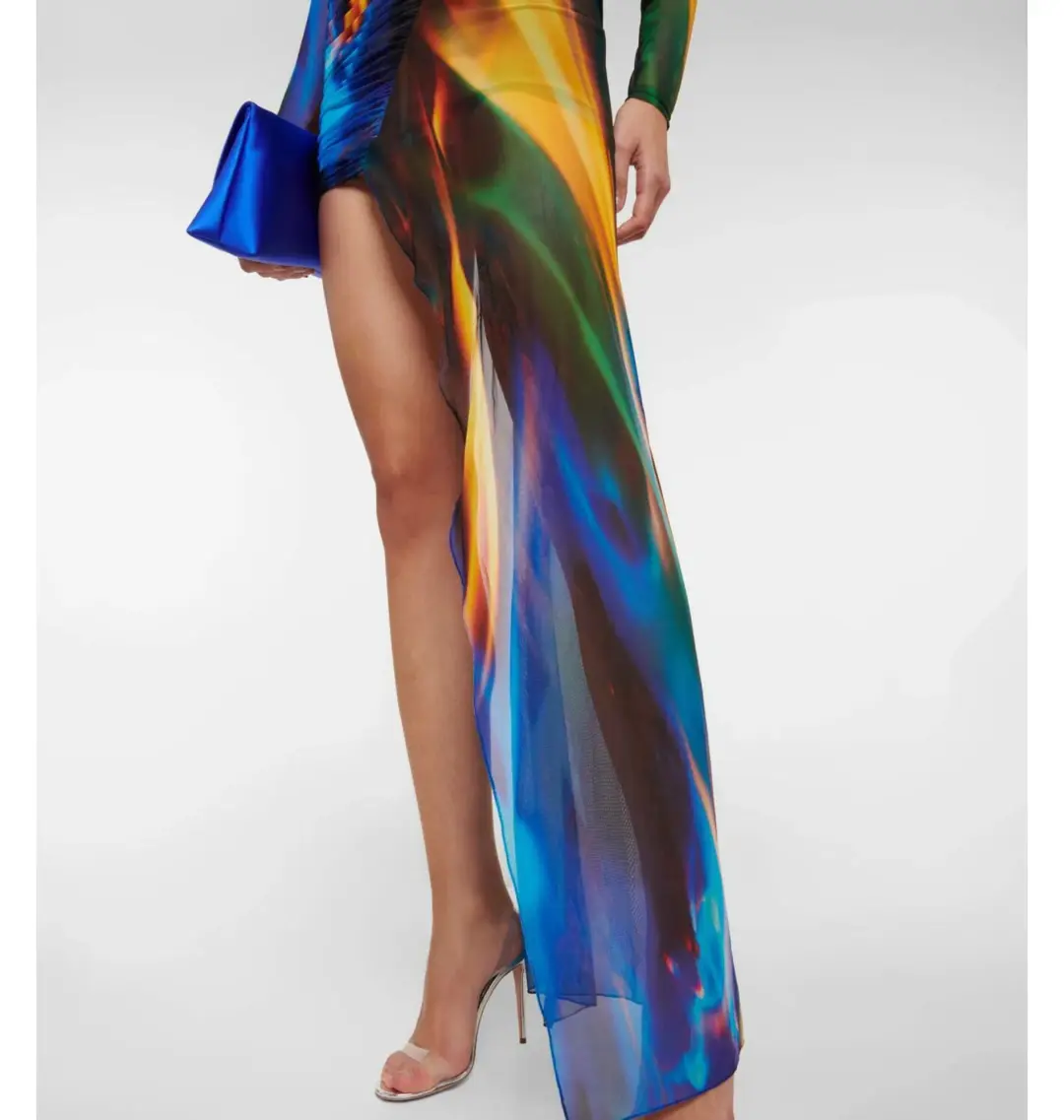 David Koma Draped Sheer Mesh Mini Dress Print Size 6 for rent on The Volte - main image