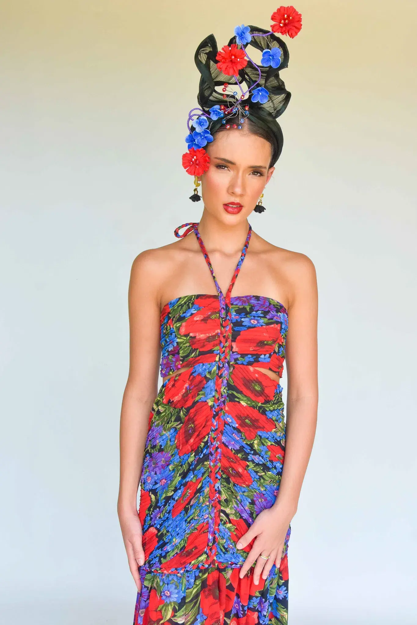 Sonlia Fashion Leah Floral Crown in Blue and Red - Image 4
