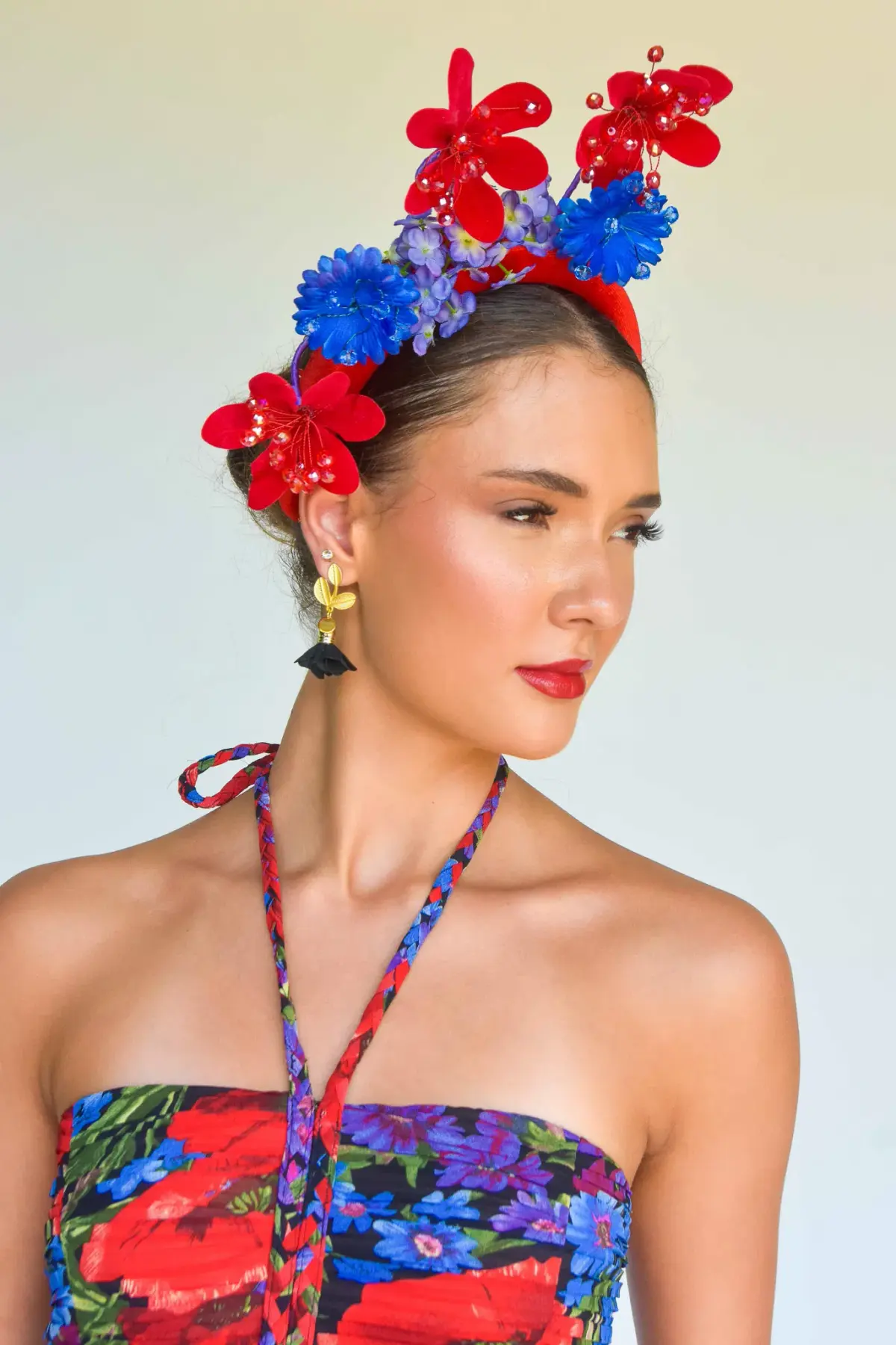 Sonlia Fashion Leah Floral Crown in Blue and Red - Image 3