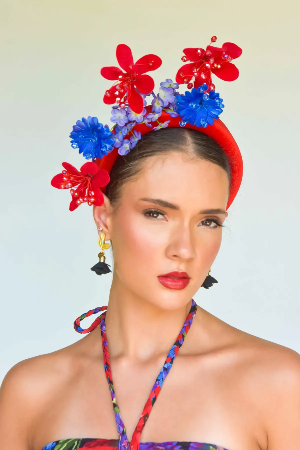 Sonlia Fashion Leah Floral Crown in Blue and Red - Image 2