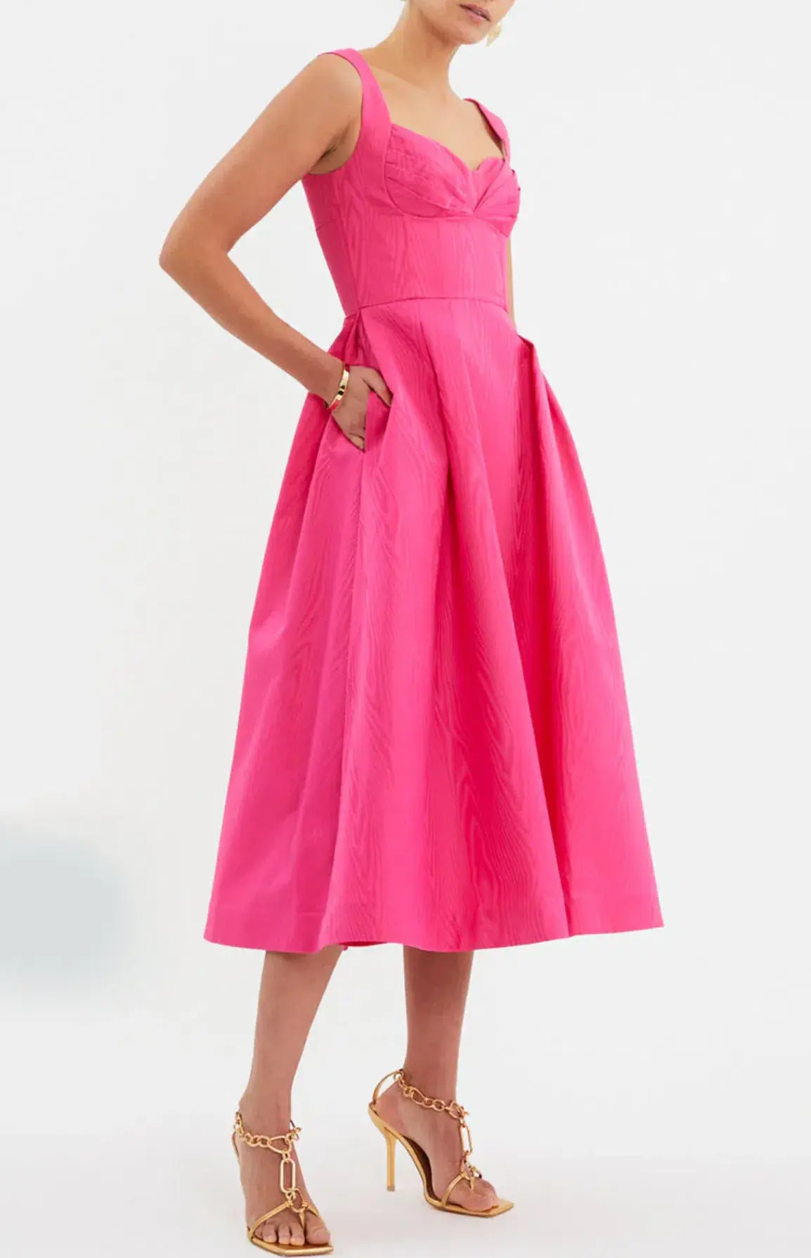 Rebecca Vallance Lyla Midi Dress Hot Pink Size 16 - Image 6
