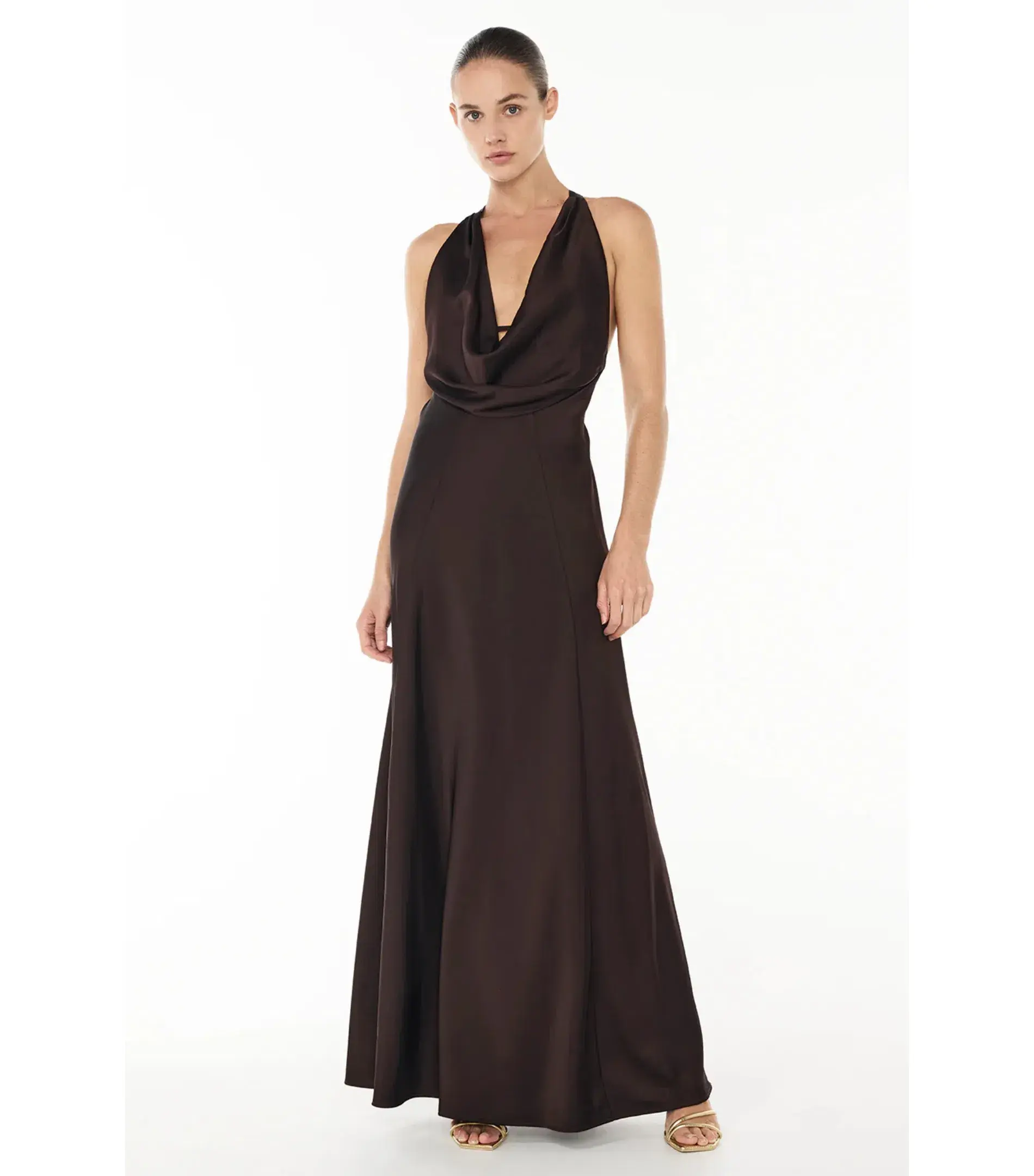 Manning Cartell Charmed Cowl Slip Maxi Dress in Dark Chocolate Brown AU 6  - Image 1