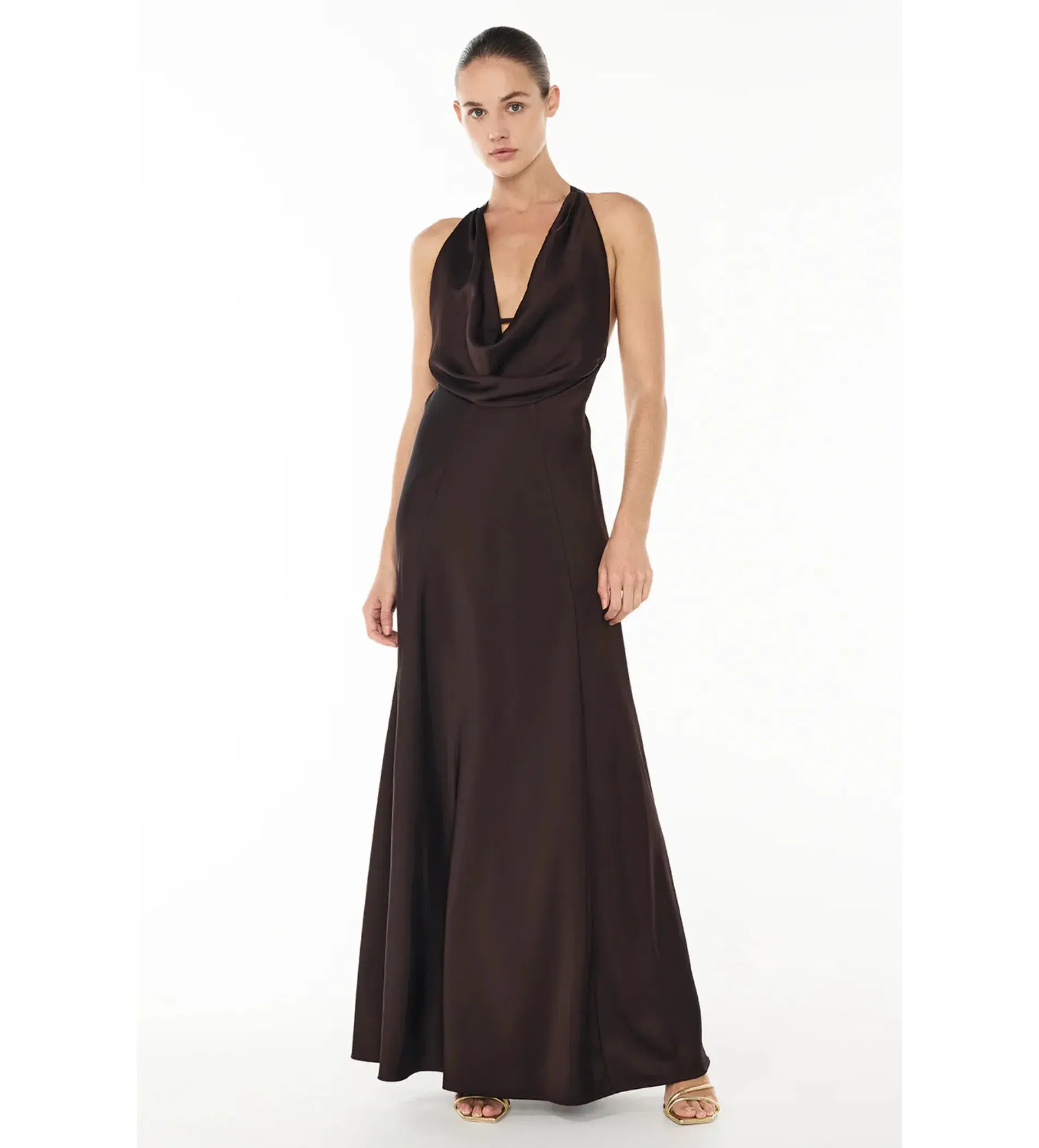 Manning Cartell Charmed Cowl Slip Dress In Dark Chocolate Size AU 8 - Image 1