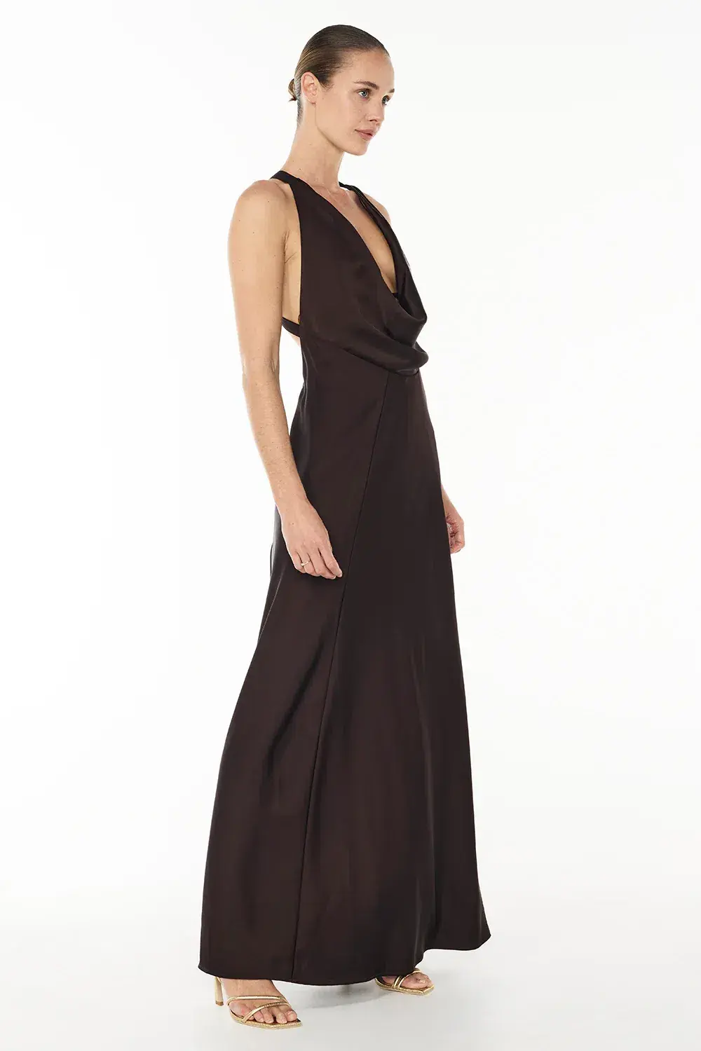 Manning Cartell Charmed Cowl Slip Dress in Dark Chocolate Brown Size AU 10 for rent on The Volte - main image