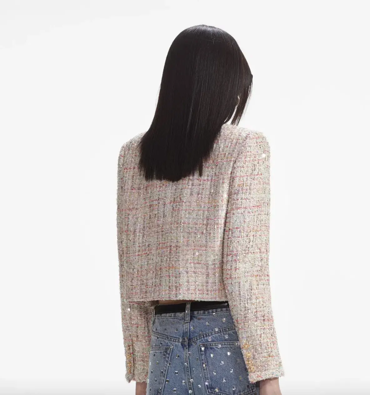 Self Portrait Pastel Boucle Boxy Jacket Multi Size UK / AU 4 - Image 3