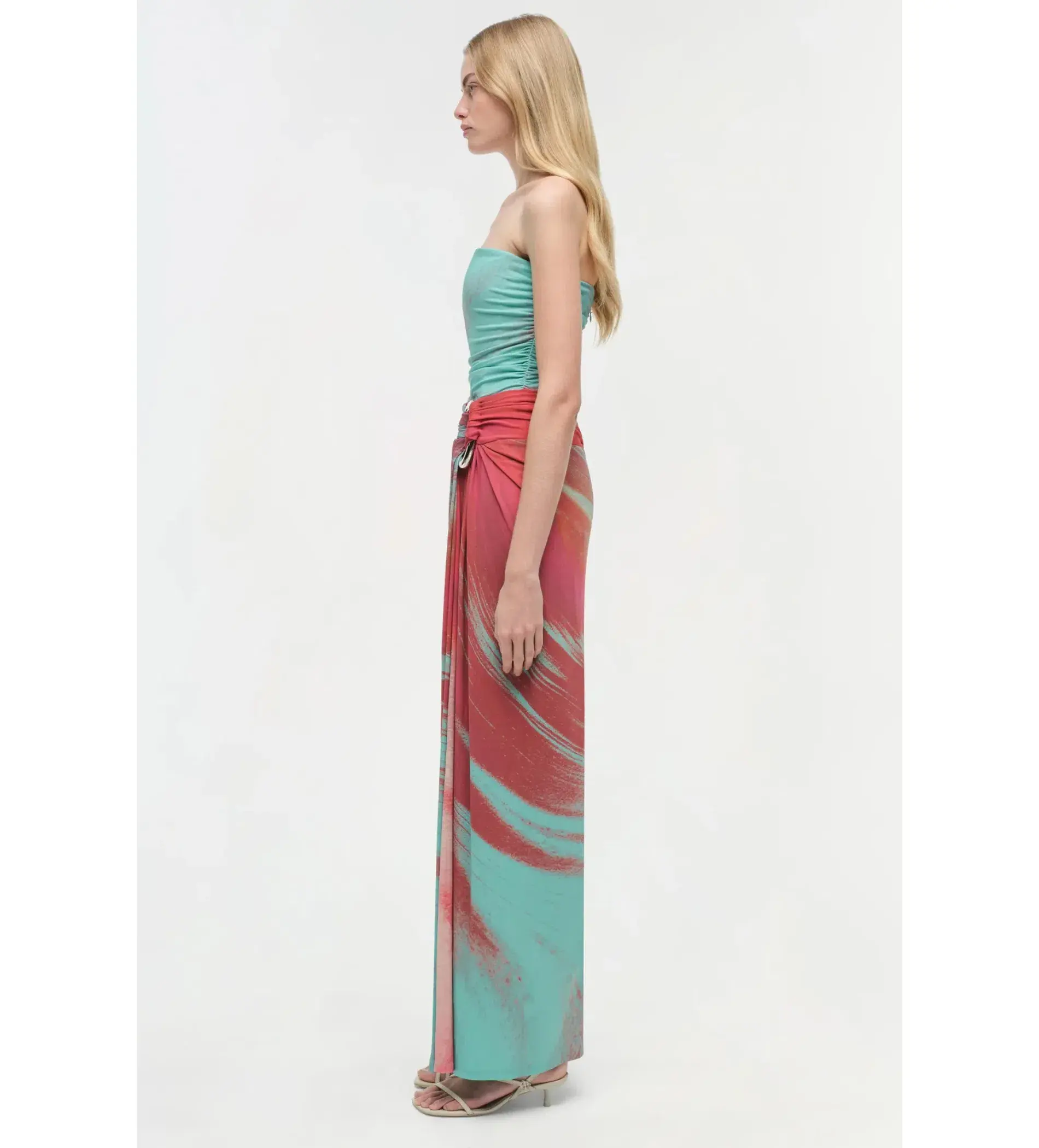 Simkhai Emma Printed Jersey Maxi Dress in Mint Marble Print Size US10/AU14 - Image 2