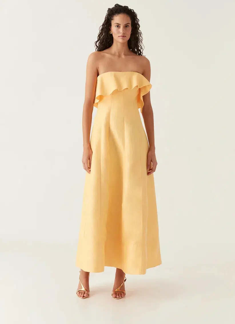 Aje Shallows Strapless Midi Gown in Marigold Yellow Size 10 - Image 3