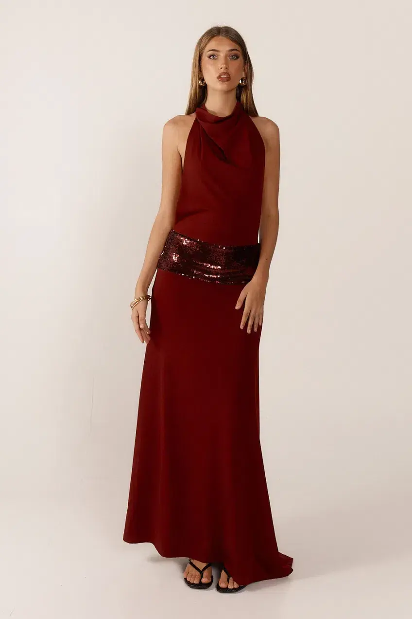Ance Gria Adele Maxi Gown Wine Size 8 - Image 1