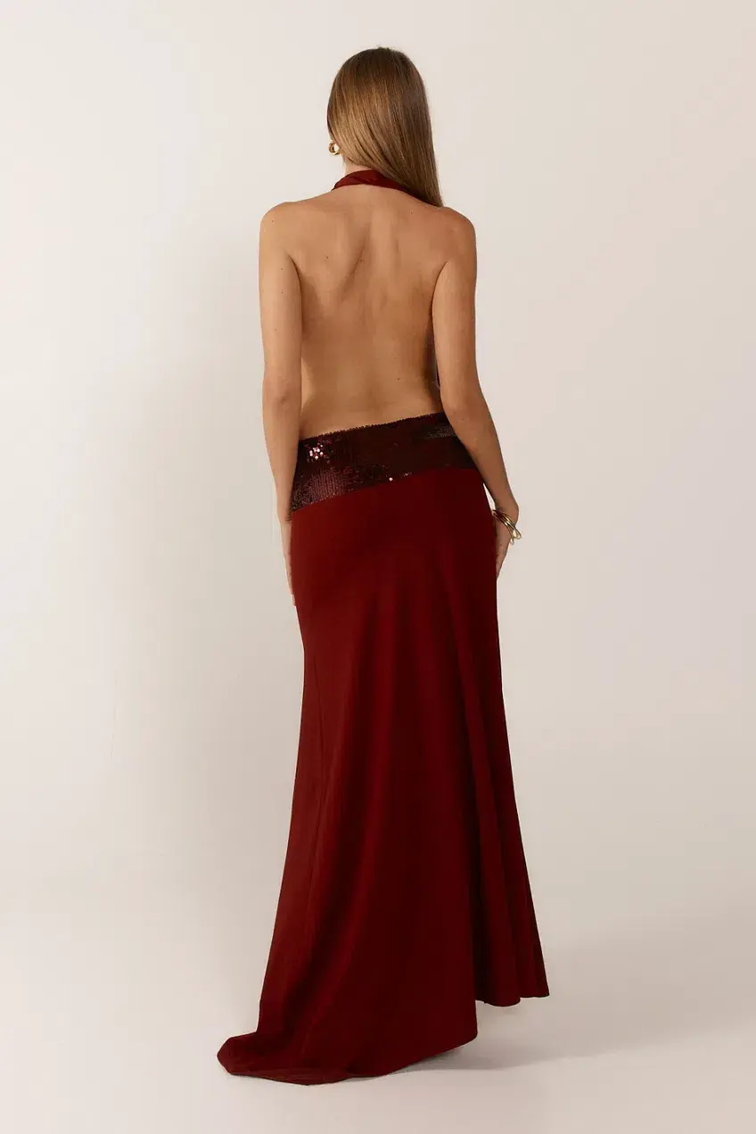 Ance Gria Adele Maxi Gown Wine Size 8 - Image 3