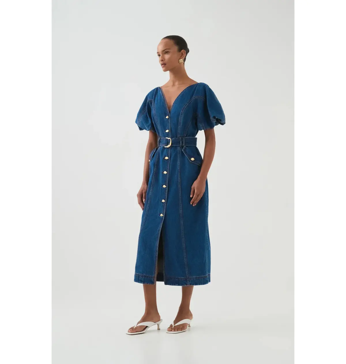 Aje Harper Midi Dress Denim Size 10/M - Image 2
