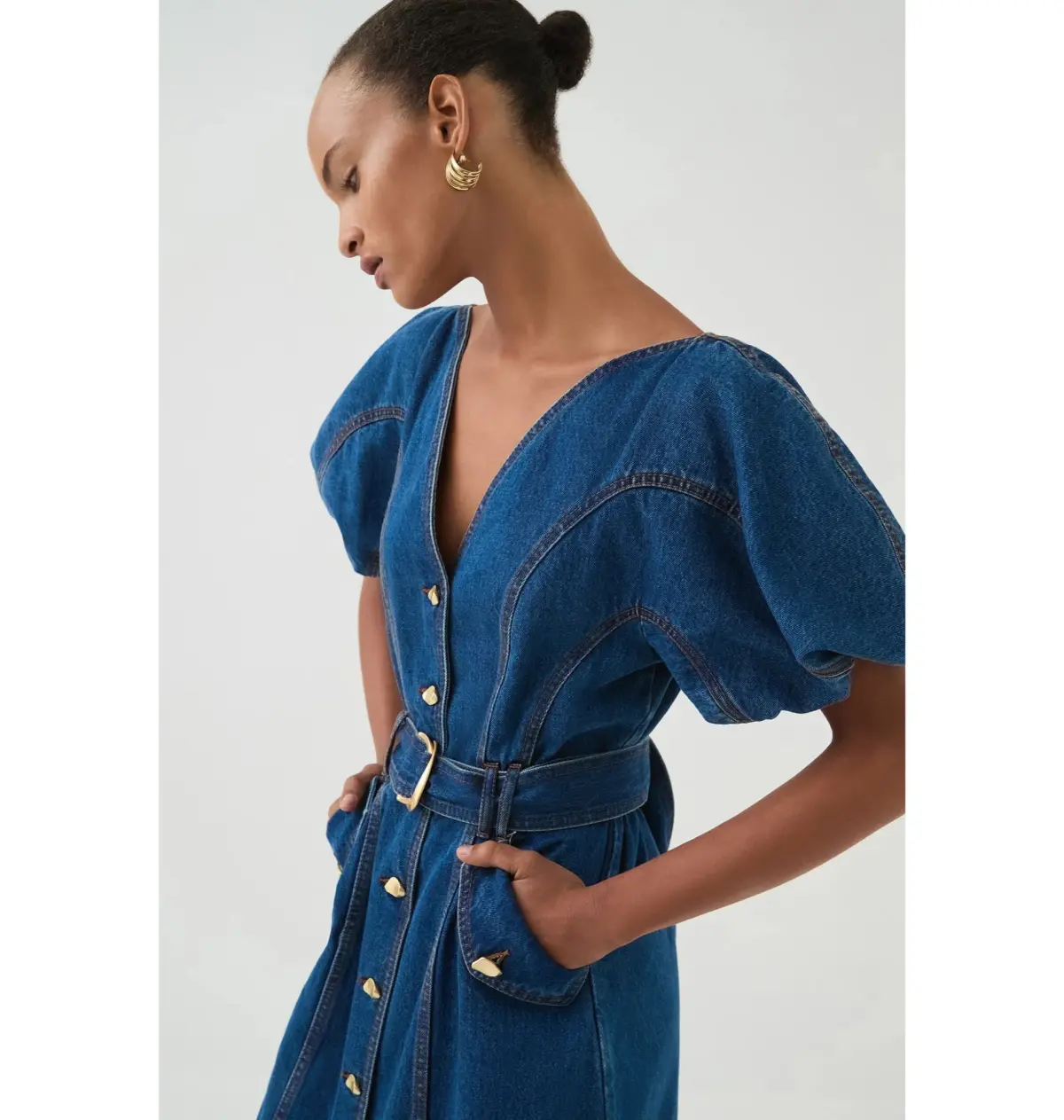Aje Harper Midi Dress Denim Size 10/M - Image 6