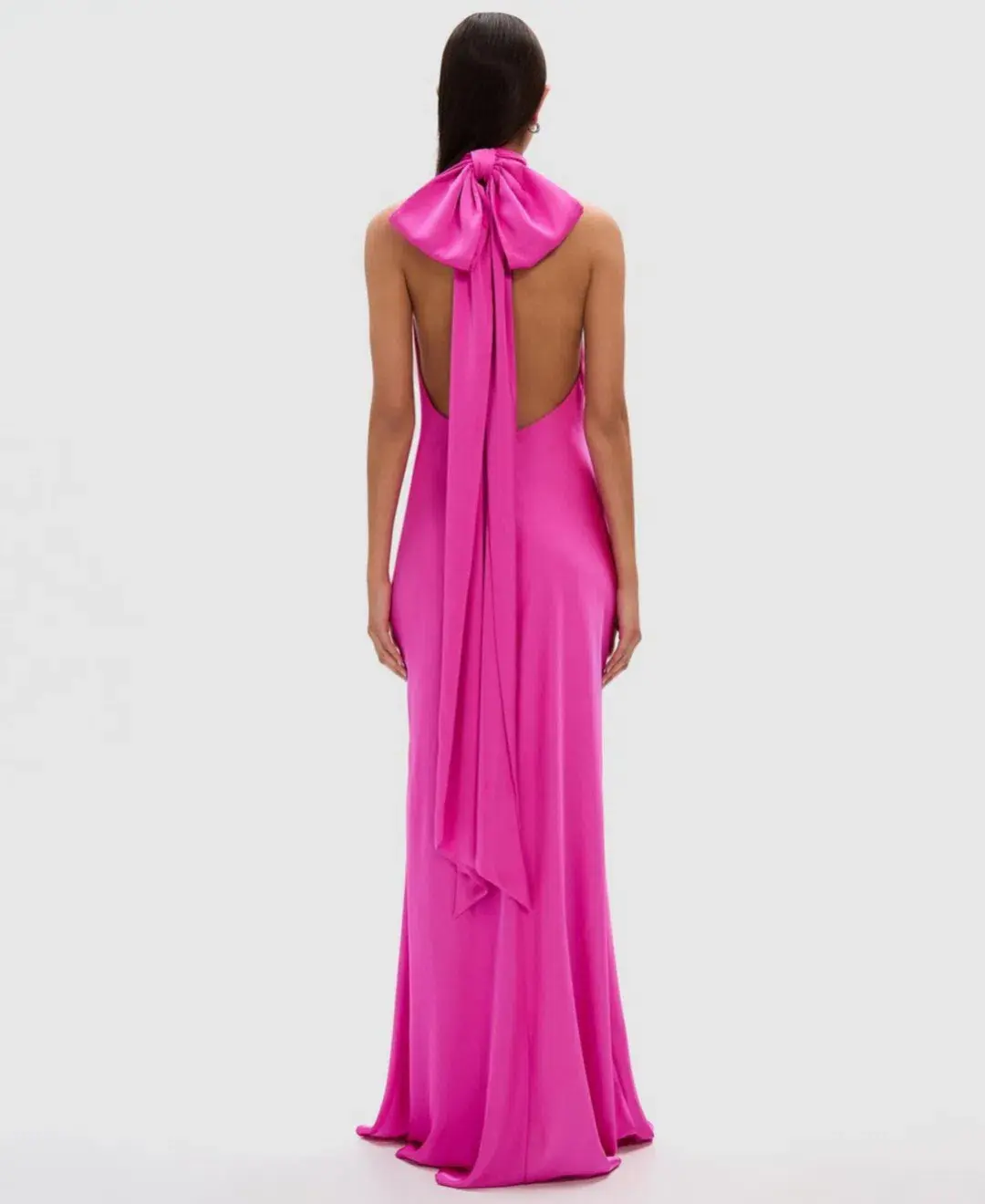 MISHA Evianna Satin Gown Maxi Hot Pink Size 8/S for rent on The Volte - main image