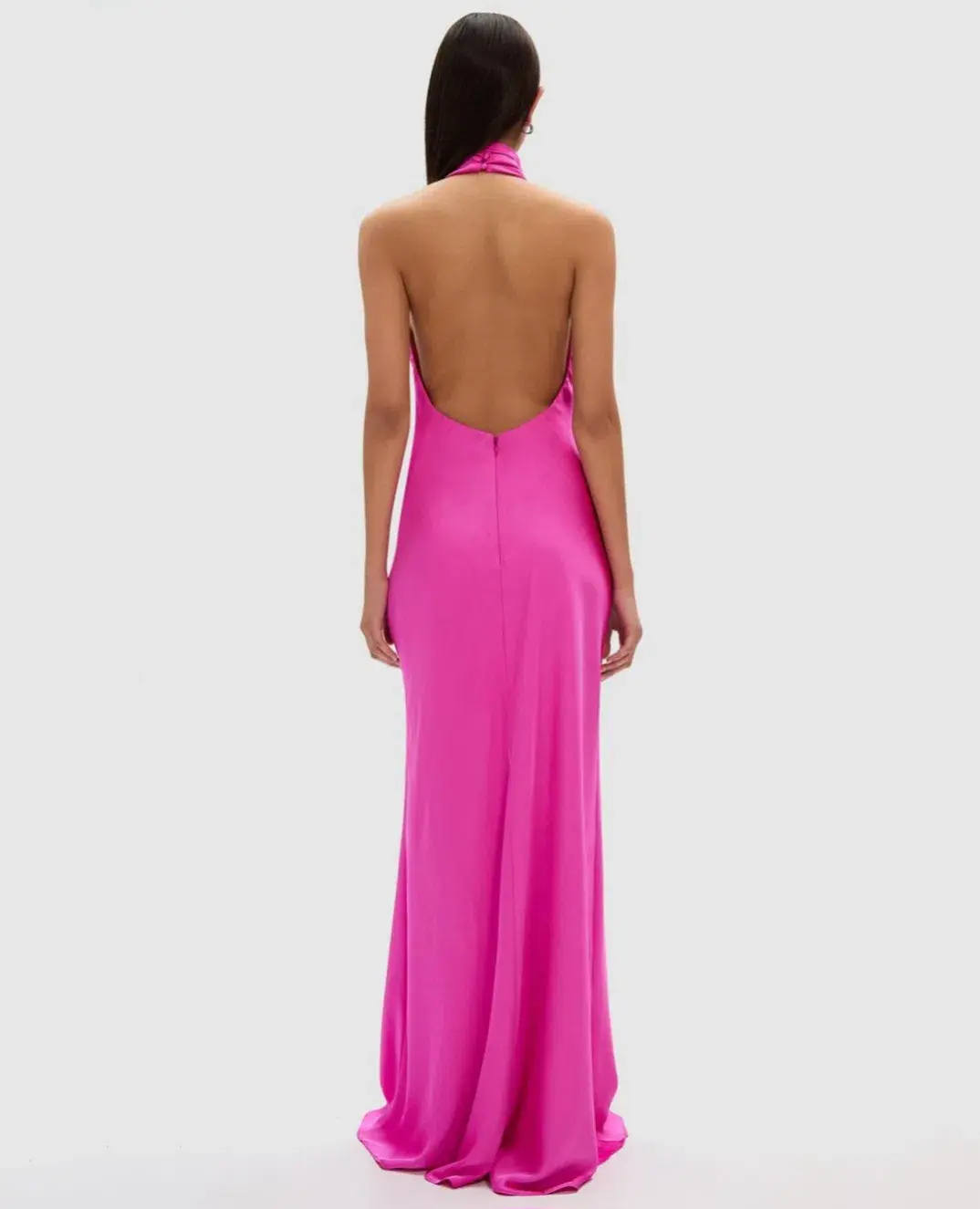 MISHA Evianna Satin Gown Maxi Hot Pink Size 8/S for rent on The Volte - main image