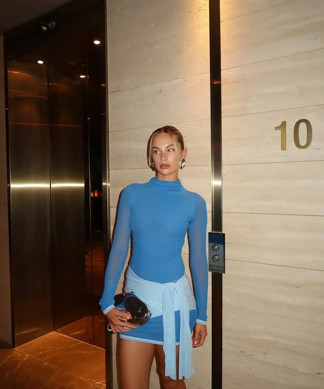 Benni Kingsley Mini Dress Blue Size 10 - Image 2