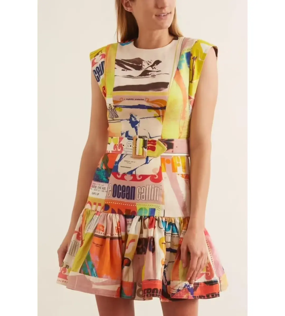 Zimmermann Brightside Fluted Mini Dress Multi Print Size 3/AU 14 for rent on The Volte - main image