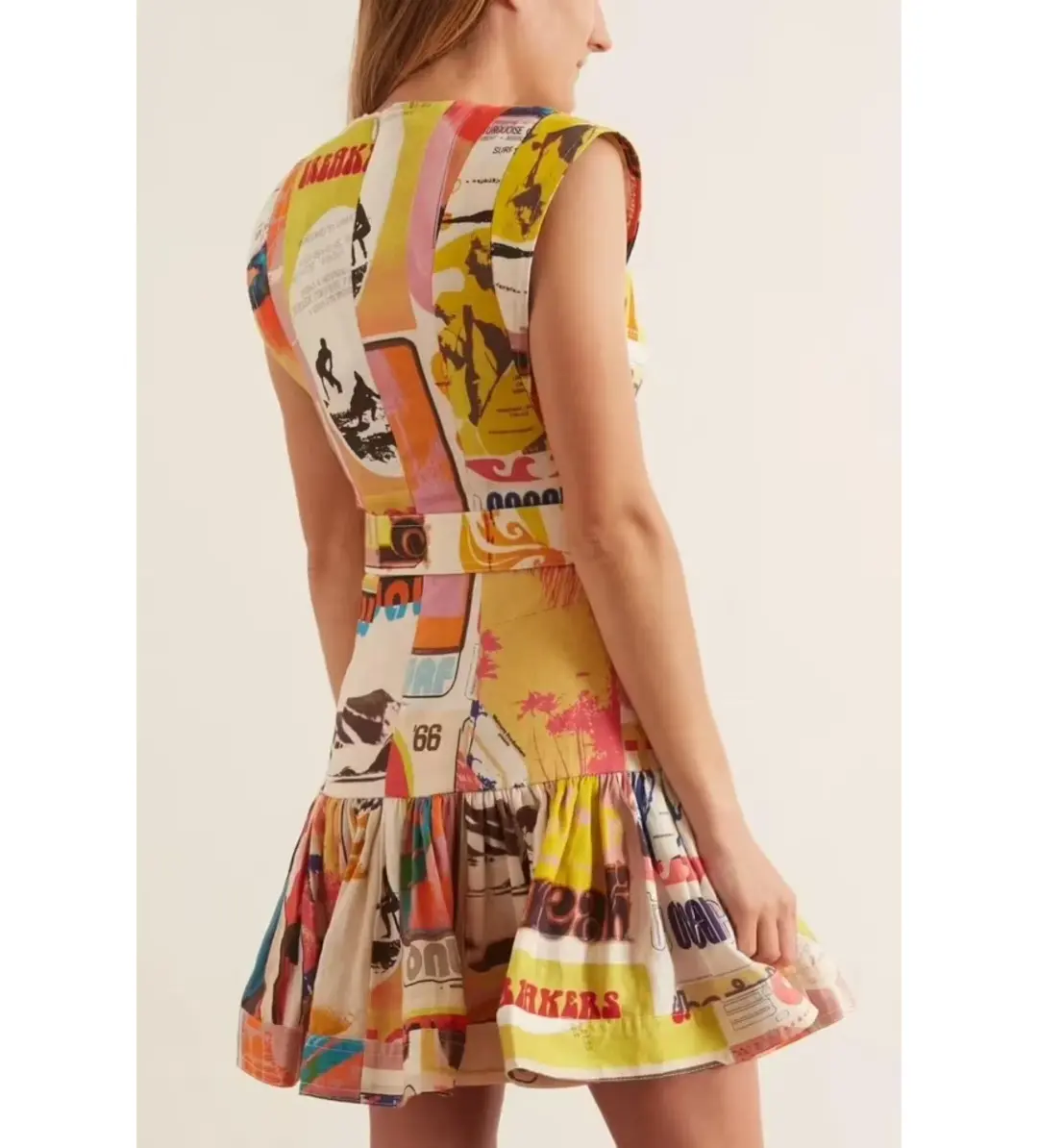 Zimmermann Brightside Fluted Mini Dress Multi Print Size 3/AU 14 for rent on The Volte - main image