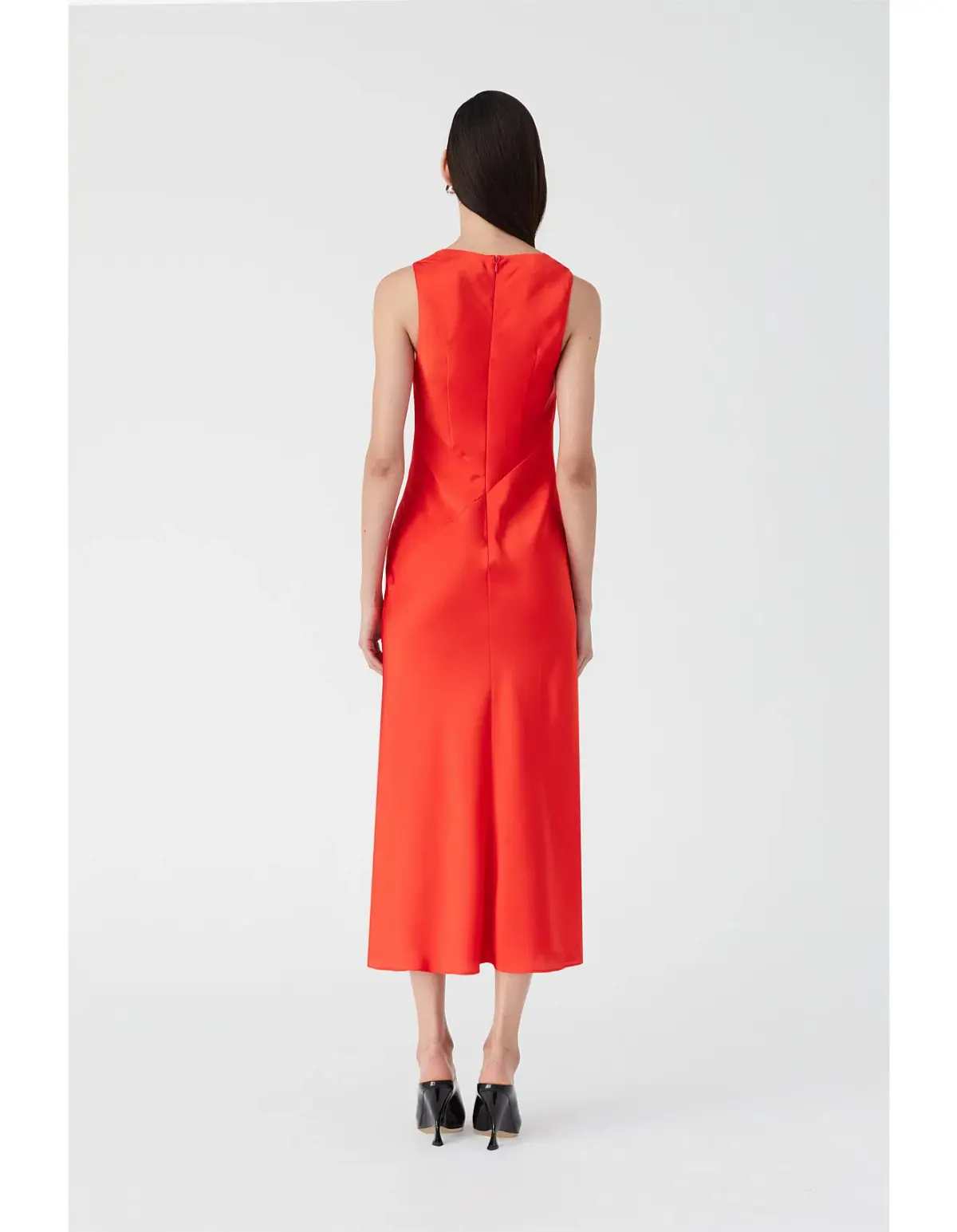 MISHA Ambrosie Satin Midi Dress Vermillion Red Size 12/M - Image 2