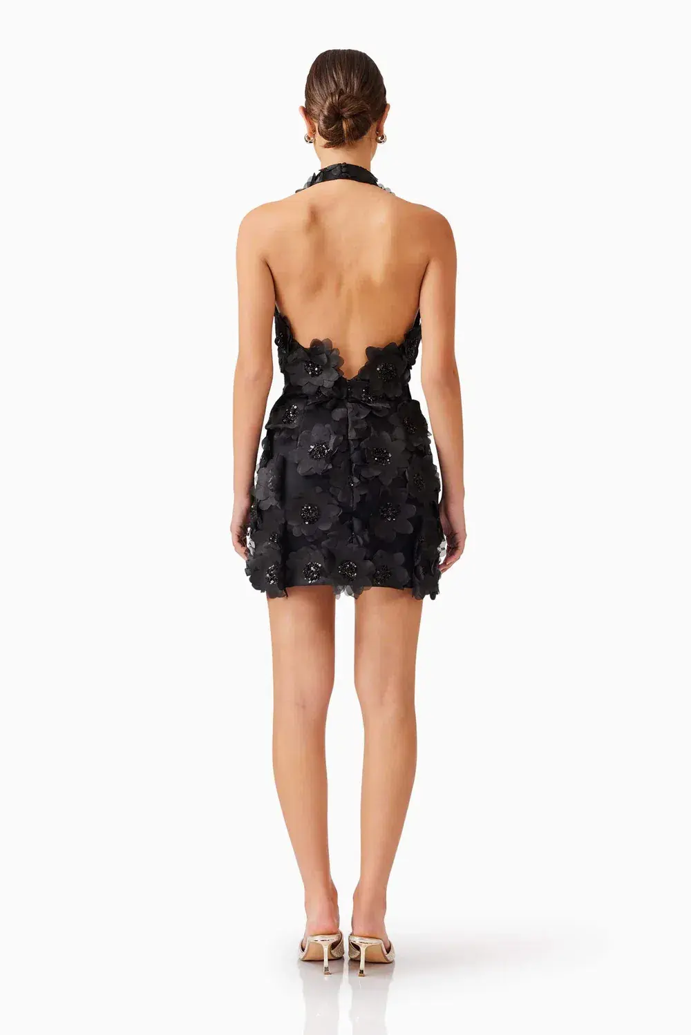 Elliatt Cherry Blossom Mini 3D Floral Dress Black 10 - Image 5