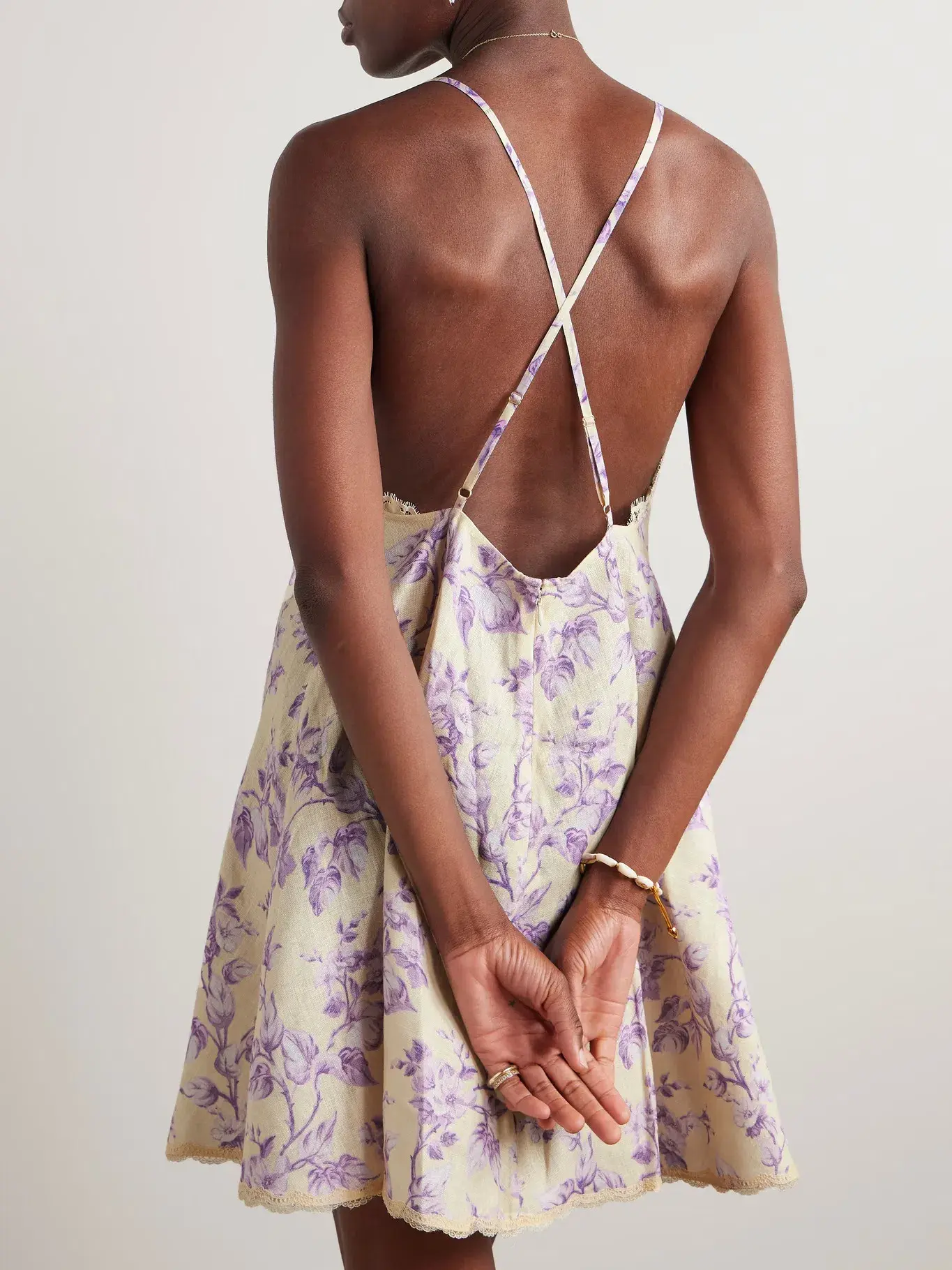 Zimmermann Halliday Swing Mini Dress in Yellow/Lilac Floral Size 2 / AU 12 - Image 3