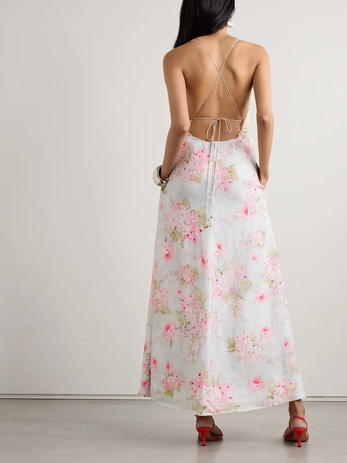 Zimmermann Halliday Lace Trimmed Maxi Dress Floral Print Size 2 AU 12 - Image 2